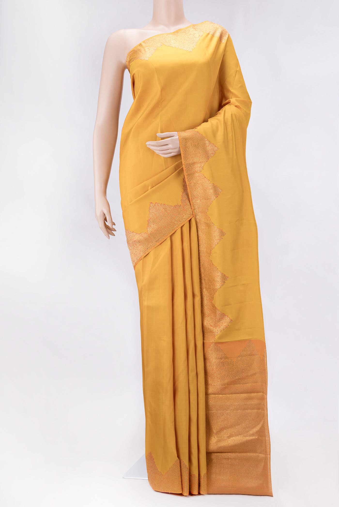 Pure Silk Pure Zari Mustard Kanchipuram Saree