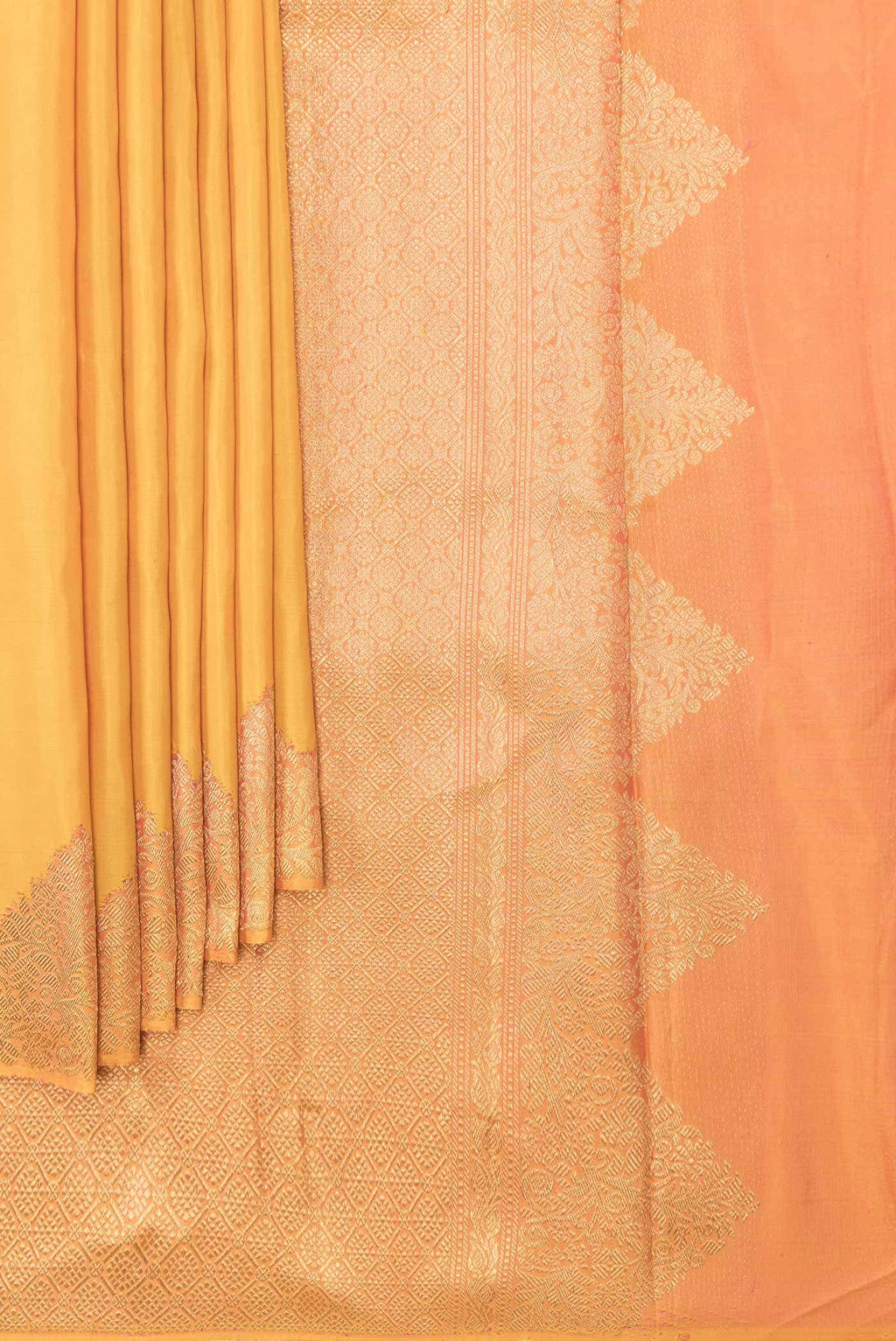 Pure Silk Pure Zari Mustard Kanchipuram Saree