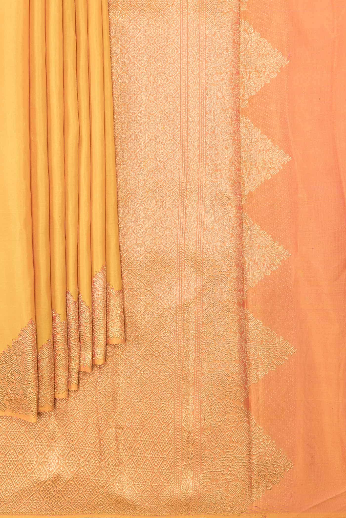 Pure Silk Pure Zari Mustard Kanchipuram Saree