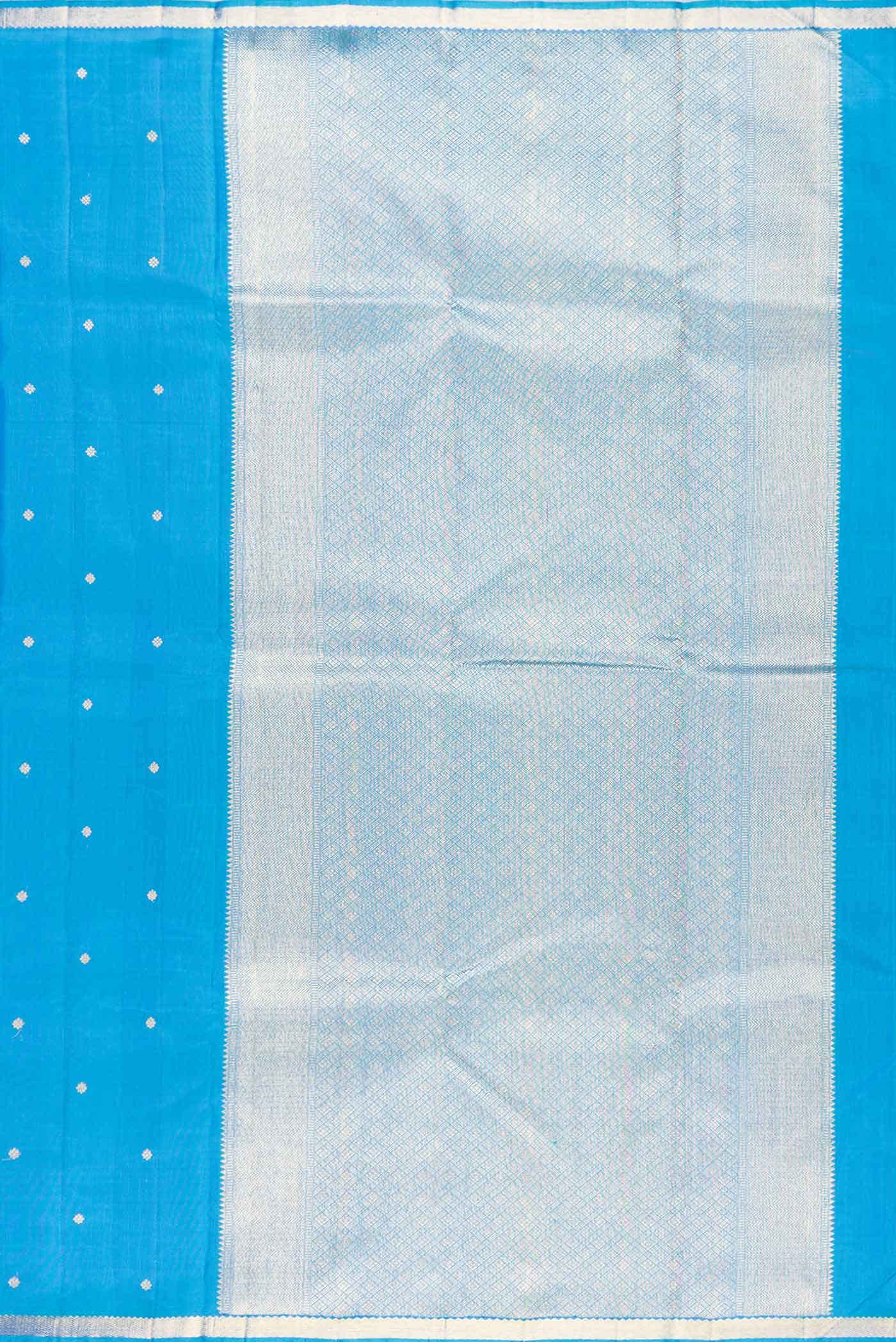 Pure Silk Pure Zari Peacock Blue Dual Tone Kanchipuram Saree