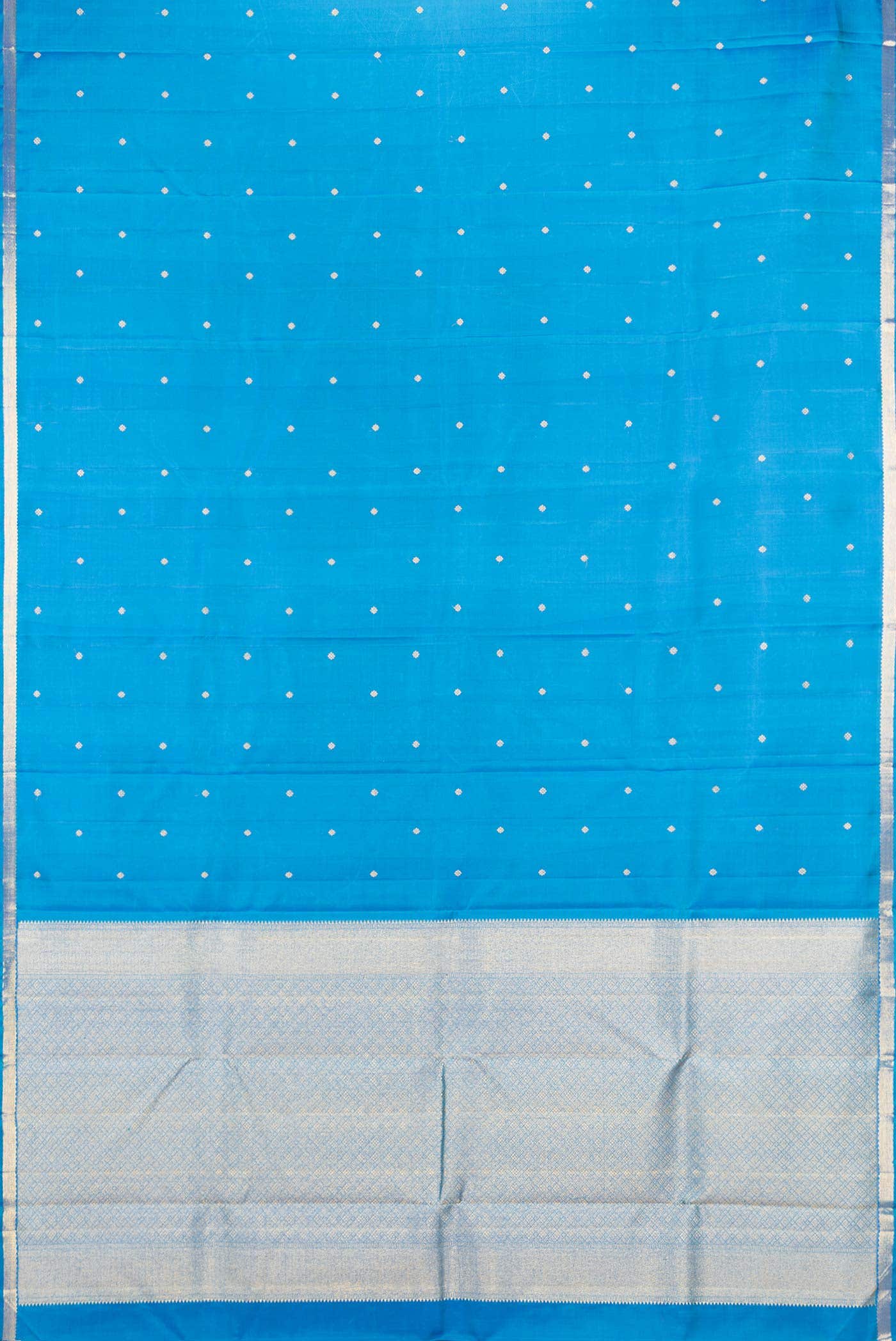 Pure Silk Pure Zari Peacock Blue Dual Tone Kanchipuram Saree