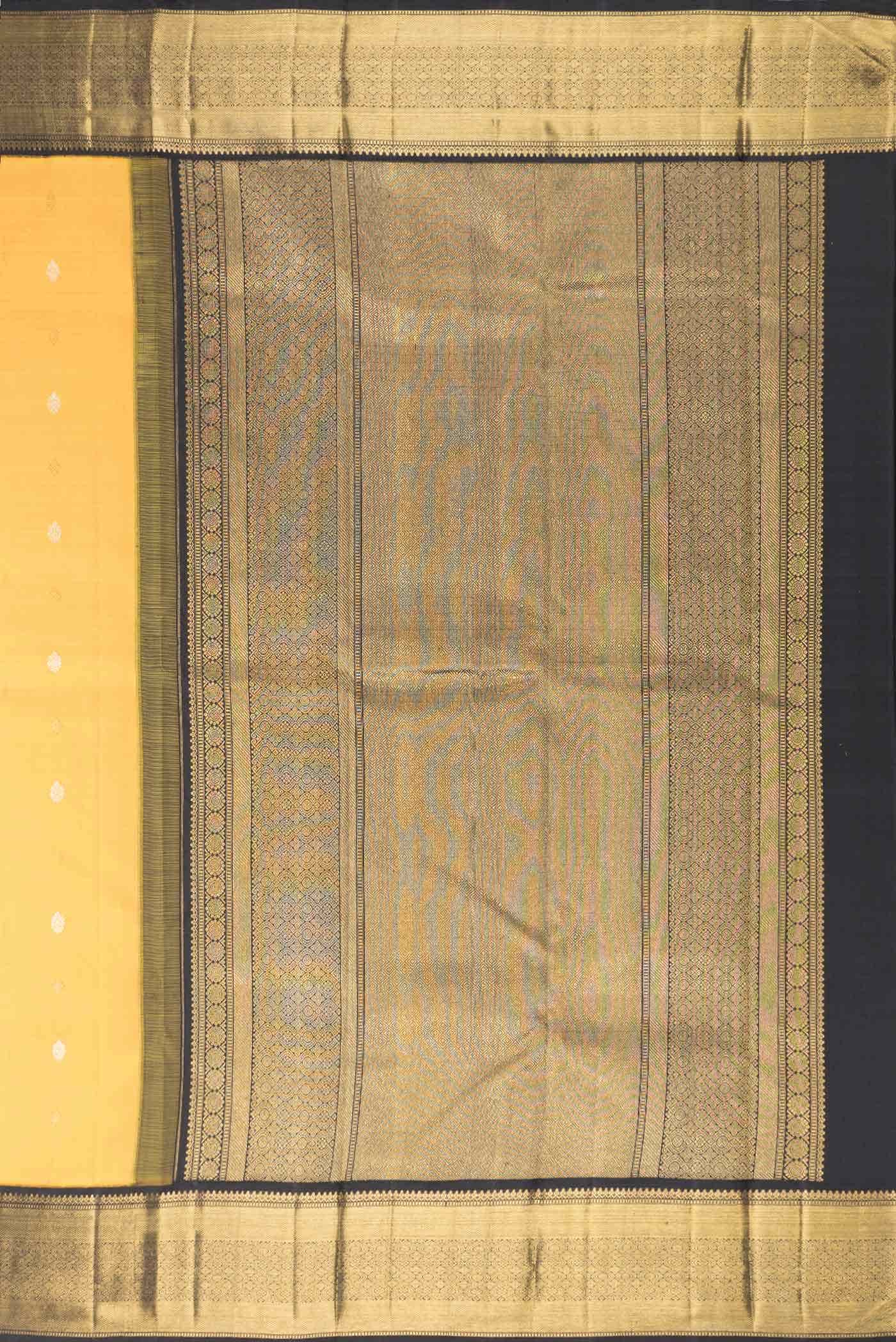 Pure Silk Pure Zari Yellow Dual Tone Kanchipuram Saree