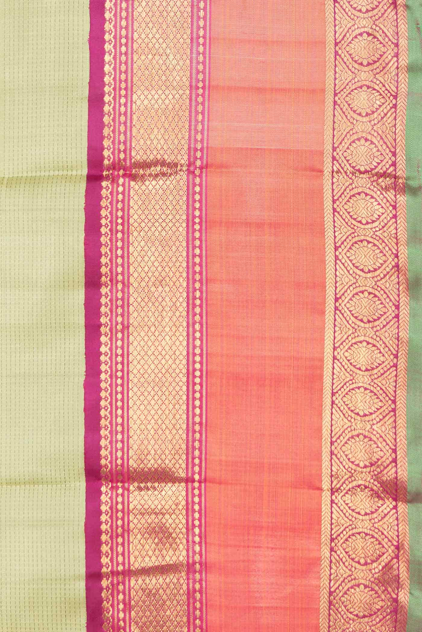 Pure Silk Pure Zari Light Green Dual Tone Kanchipuram Saree