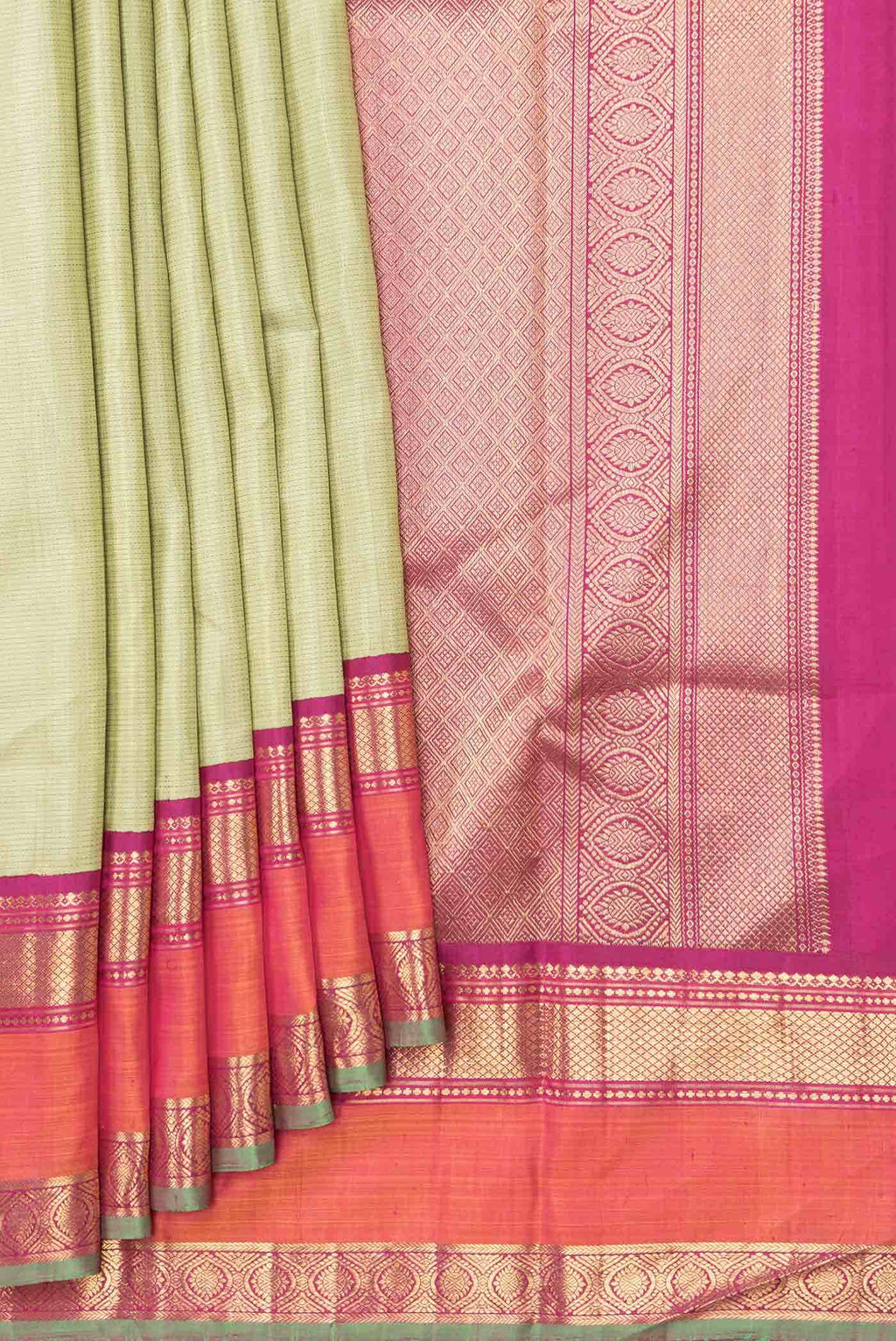 Pure Silk Pure Zari Light Green Dual Tone Kanchipuram Saree