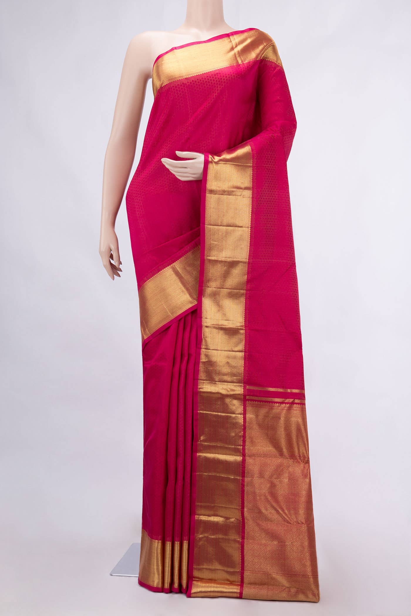 Pure Silk Pure Zari Dark Pink Dual Tone Kanchipuram Saree