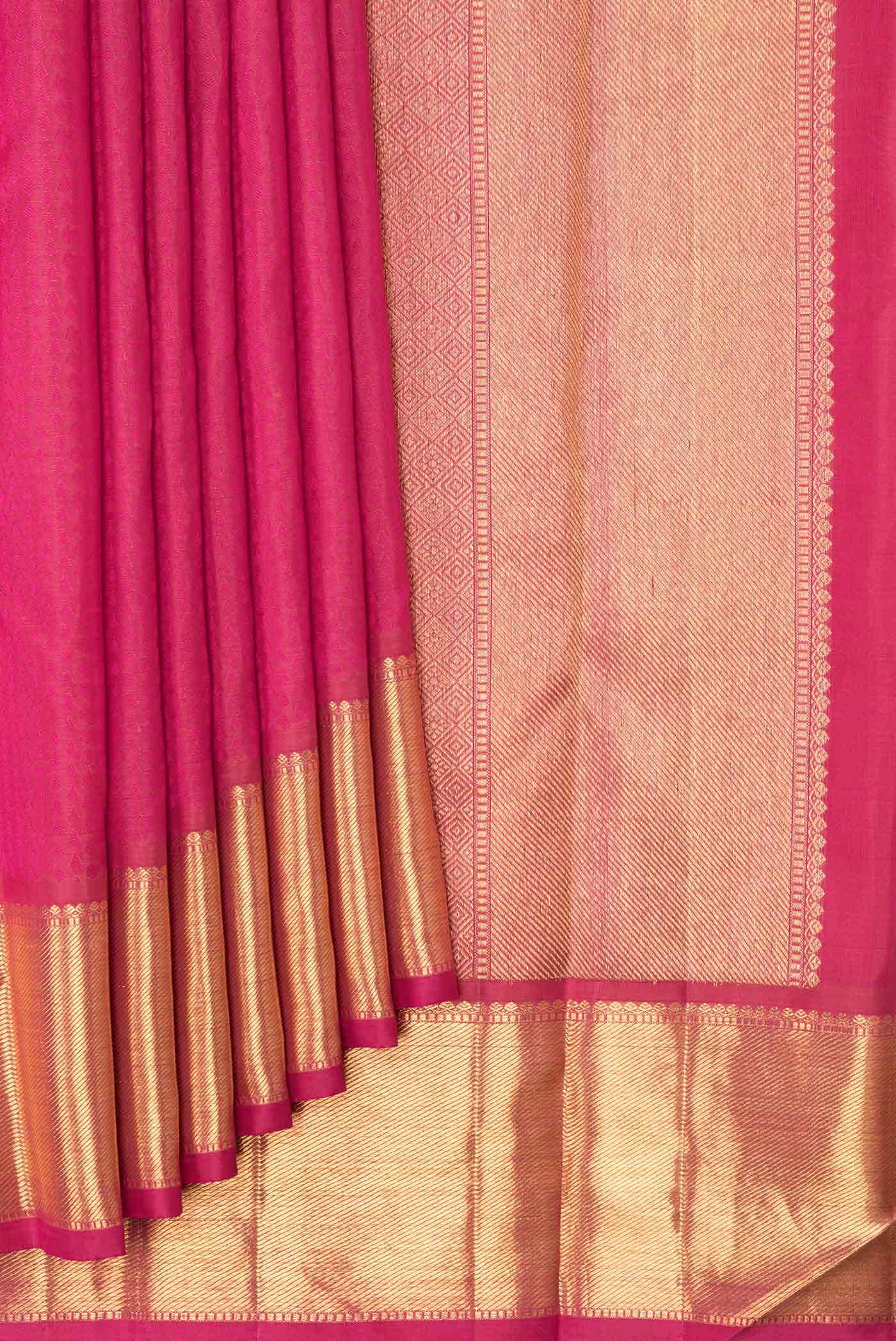 Pure Silk Pure Zari Dark Pink Dual Tone Kanchipuram Saree