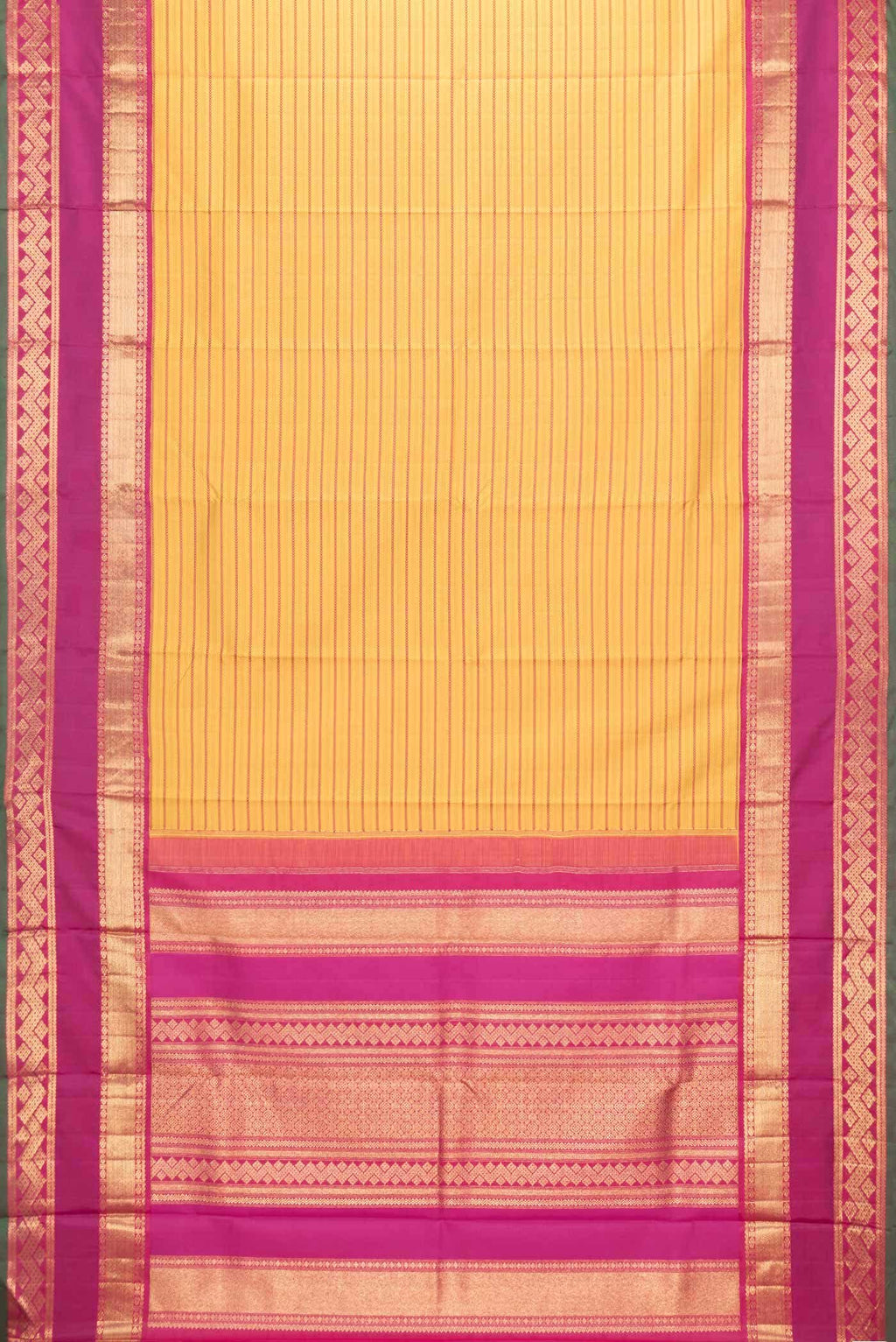 Pure Silk Pure Zari Mustard Kanchipuram Saree