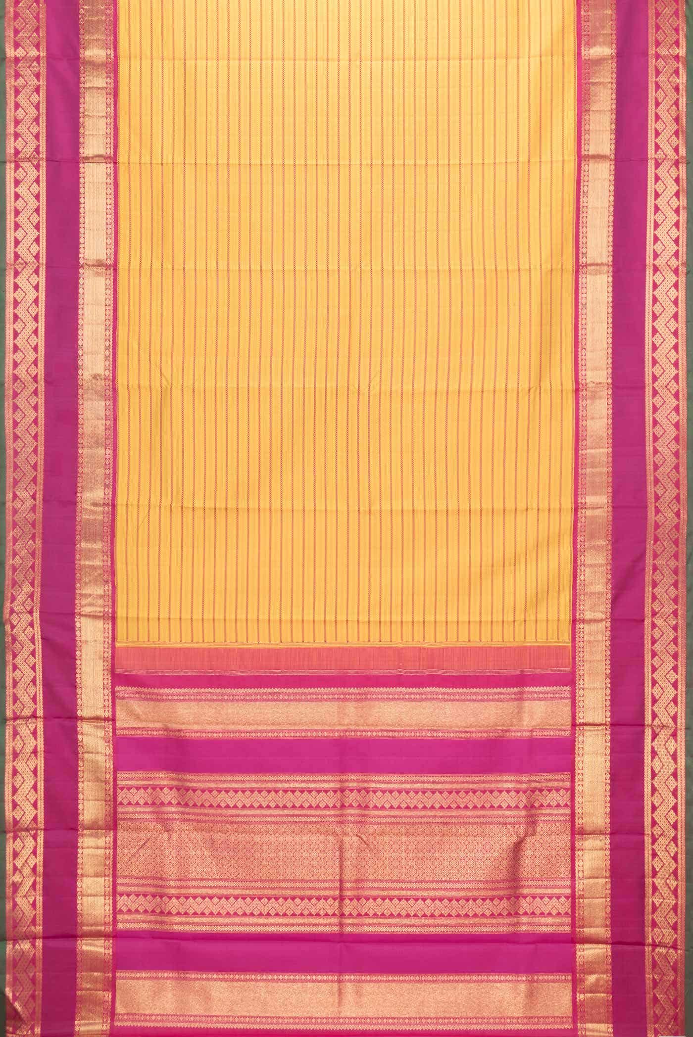 Pure Silk Pure Zari Mustard Kanchipuram Saree