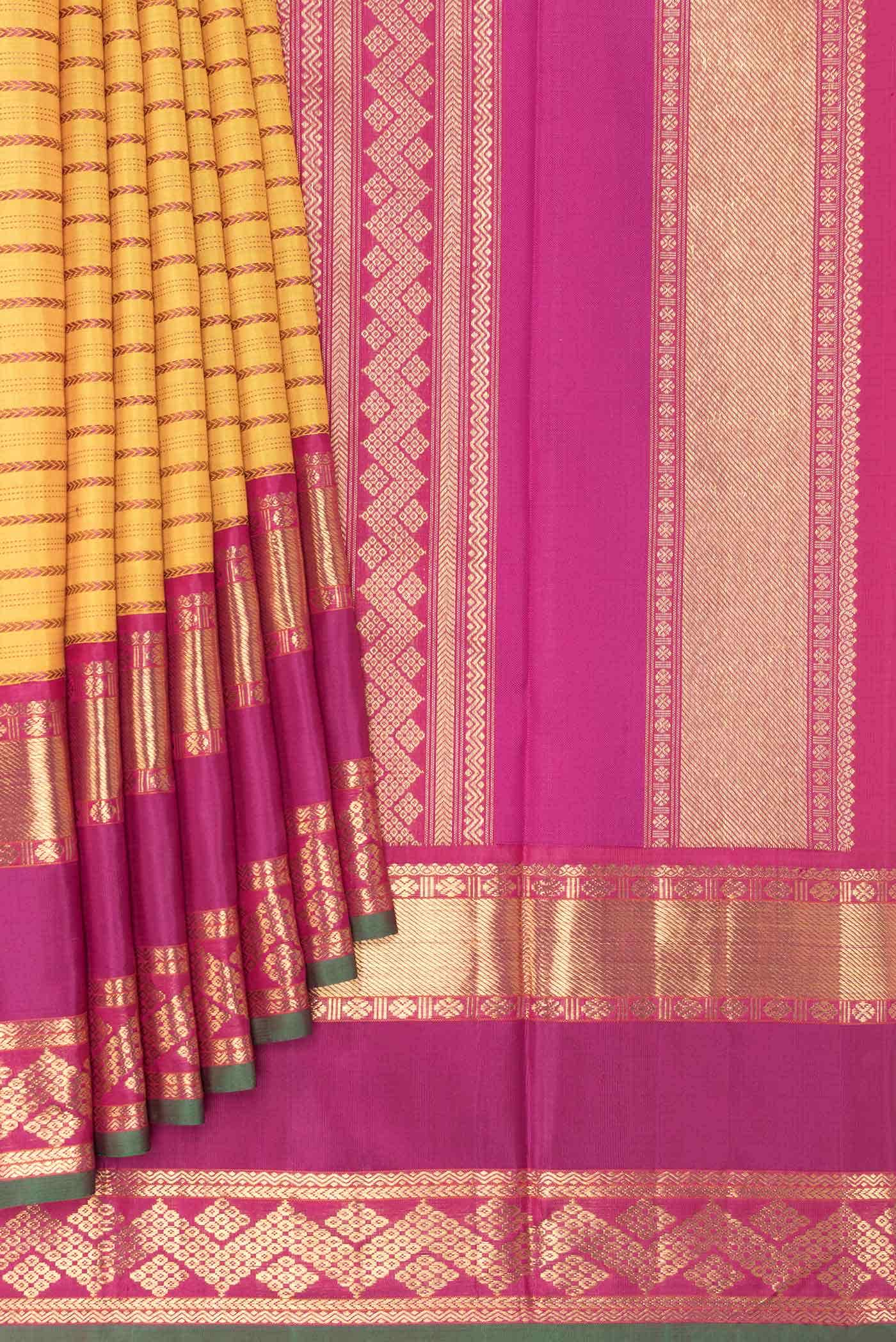 Pure Silk Pure Zari Mustard Kanchipuram Saree