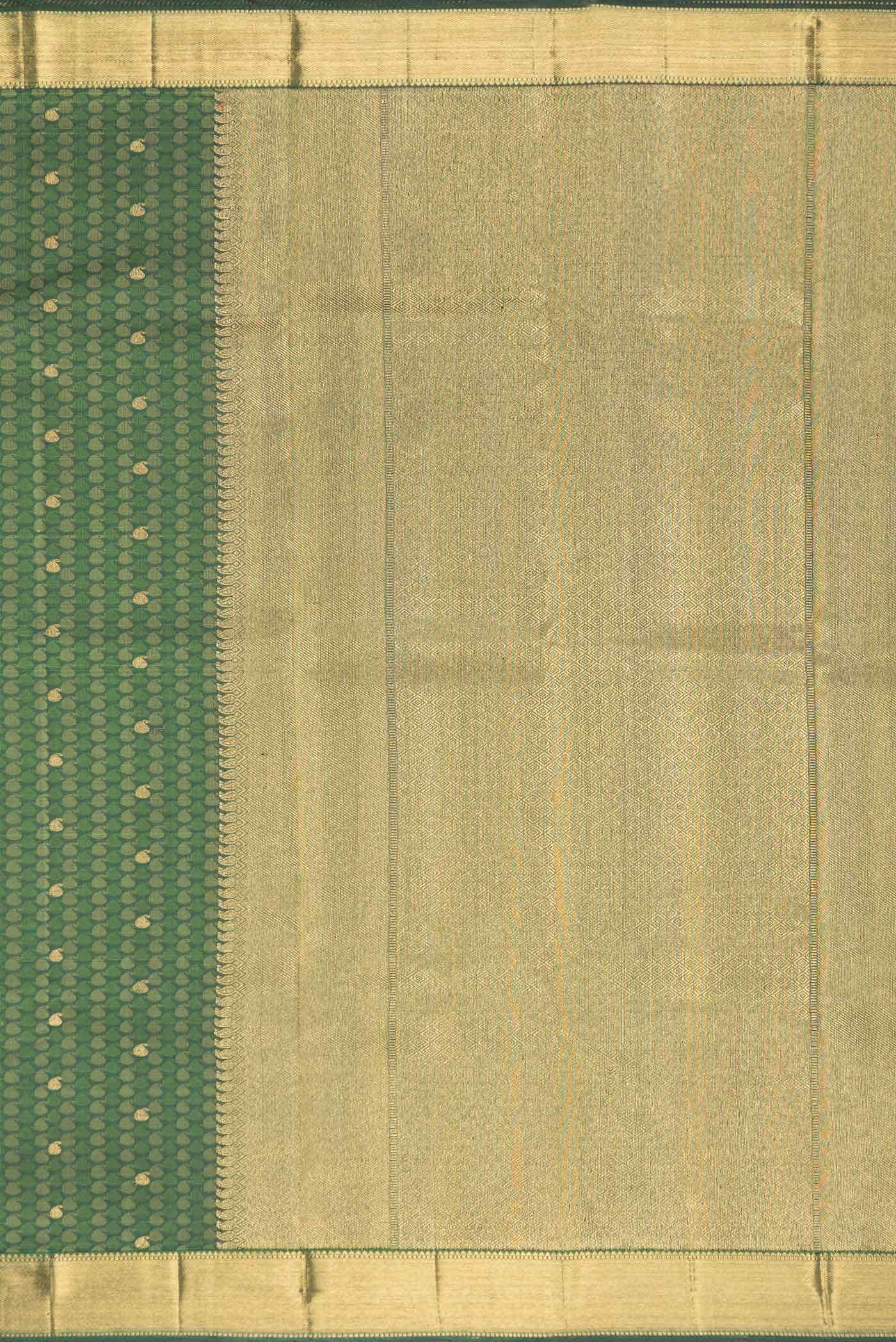 Pure Silk Pure Zari Bottle Green Dual Tone Kanchipuram Saree