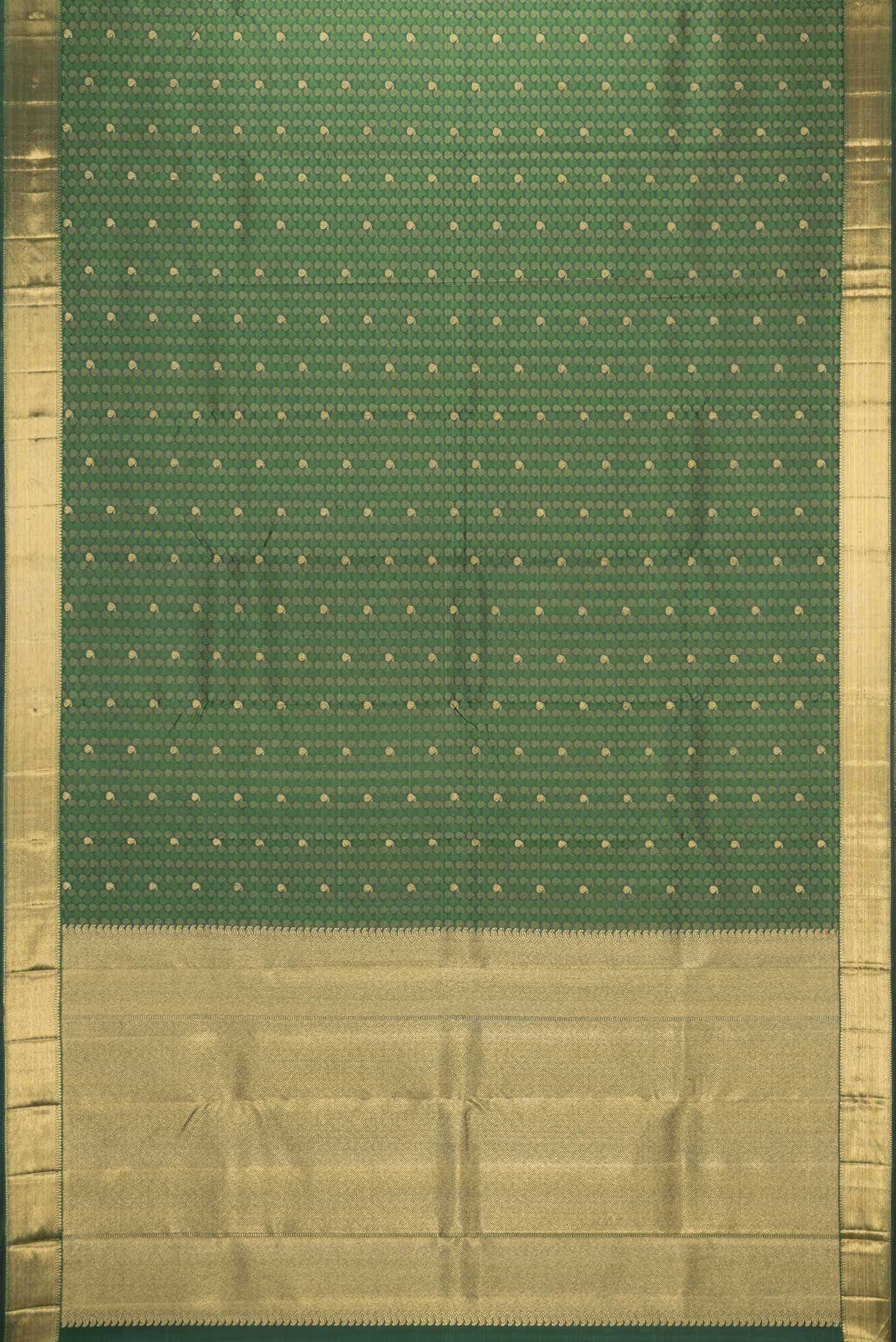 Pure Silk Pure Zari Bottle Green Dual Tone Kanchipuram Saree