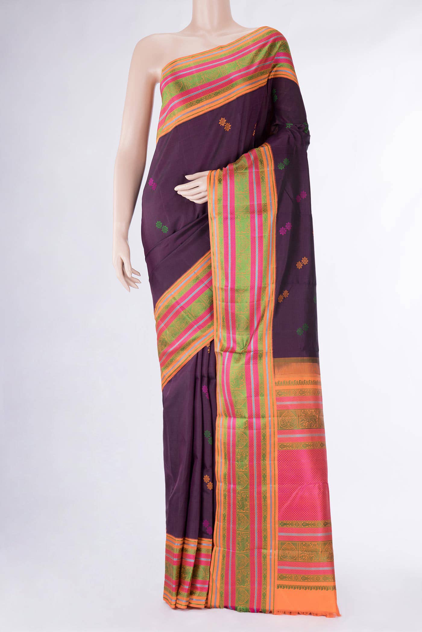 Burgundy Dual Tone Kanchipuram Silk Saree