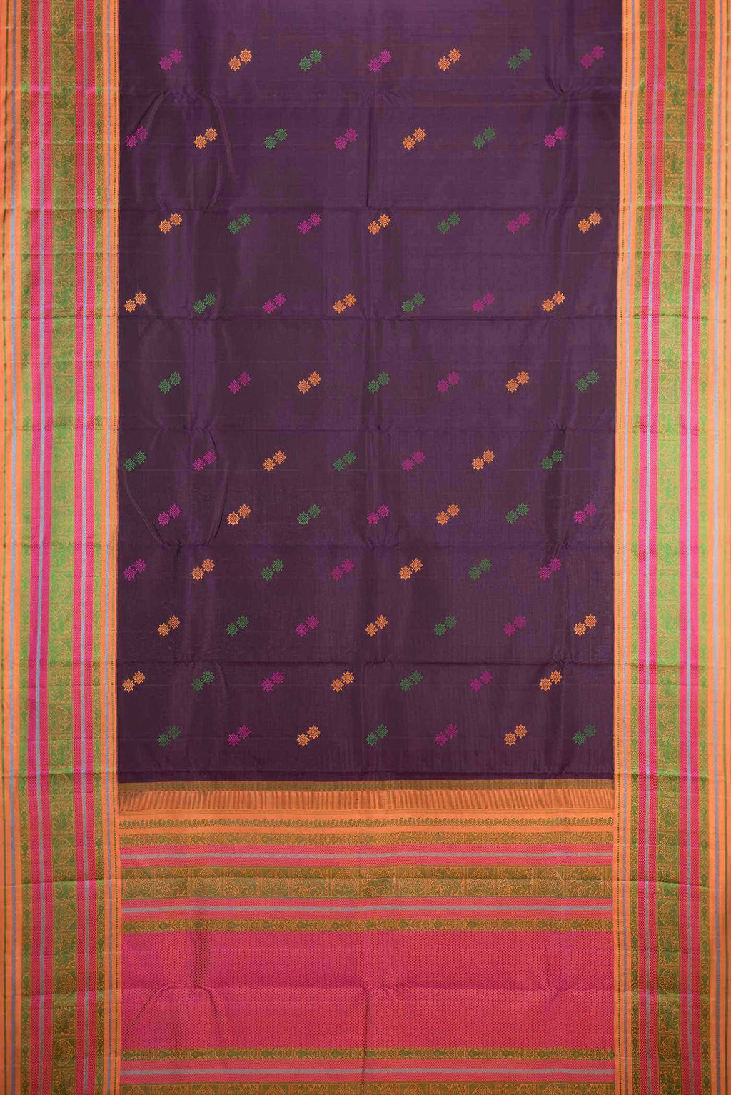 Burgundy Dual Tone Kanchipuram Silk Saree