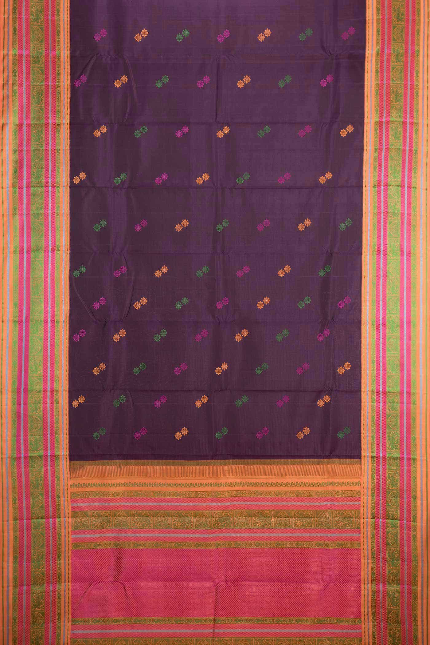 Burgundy Dual Tone Kanchipuram Silk Saree