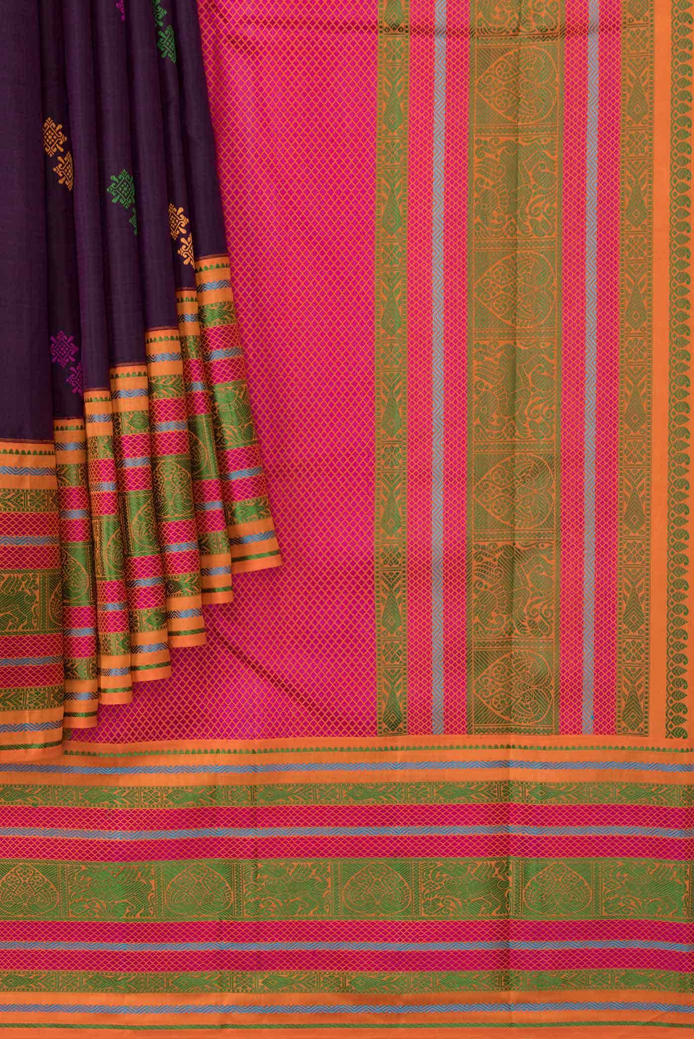 Burgundy Dual Tone Kanchipuram Silk Saree