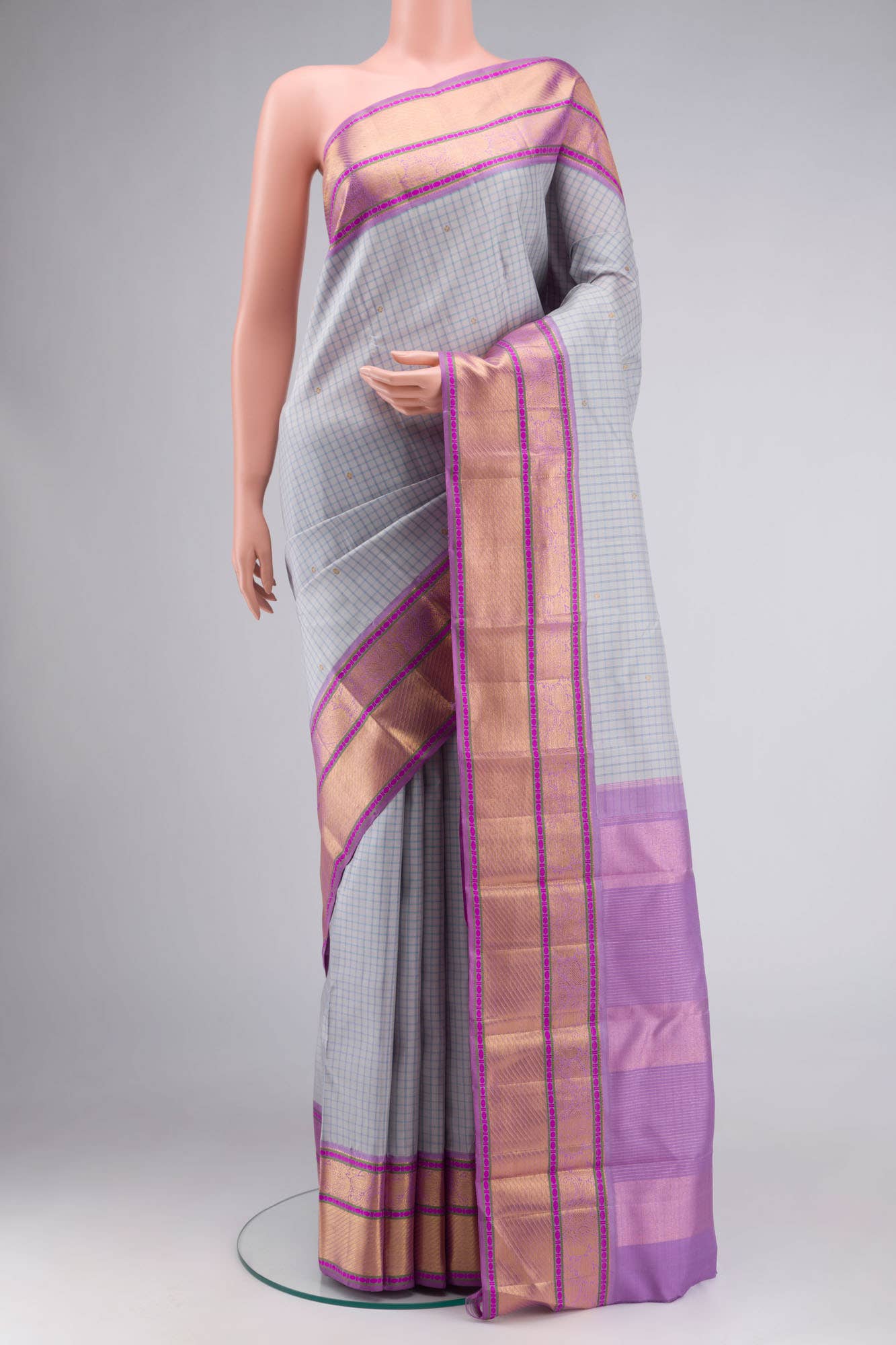 Grey Kanchipuram Silk Saree