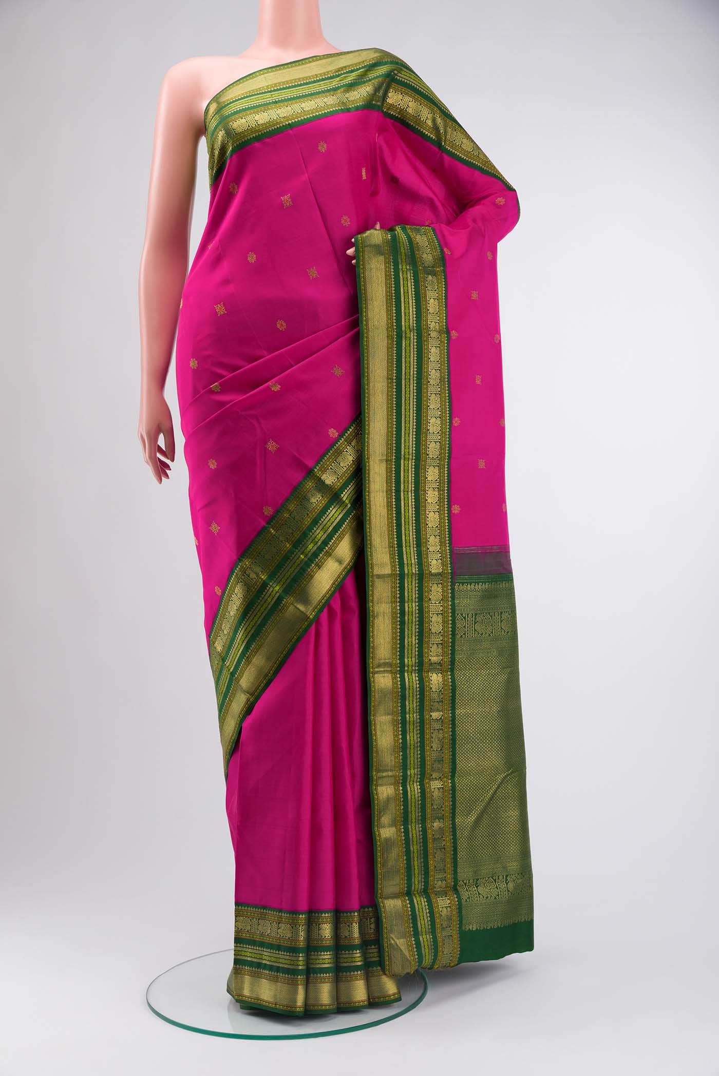 Pure Silk Pure Zari Pink Kanchipuram Saree