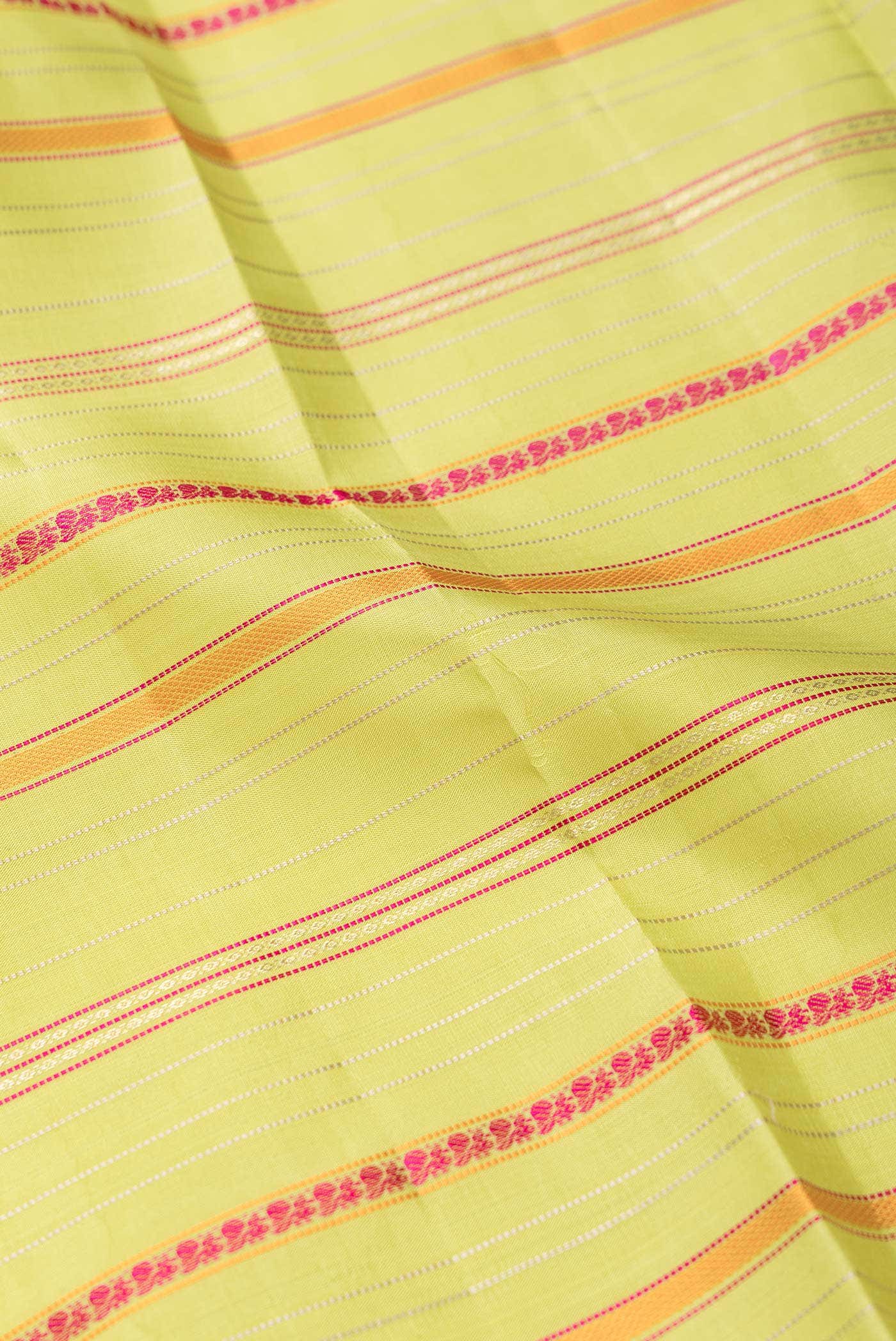 Pure Silk Pure Zari Pista Green Dual Tone Kanchipuram Saree