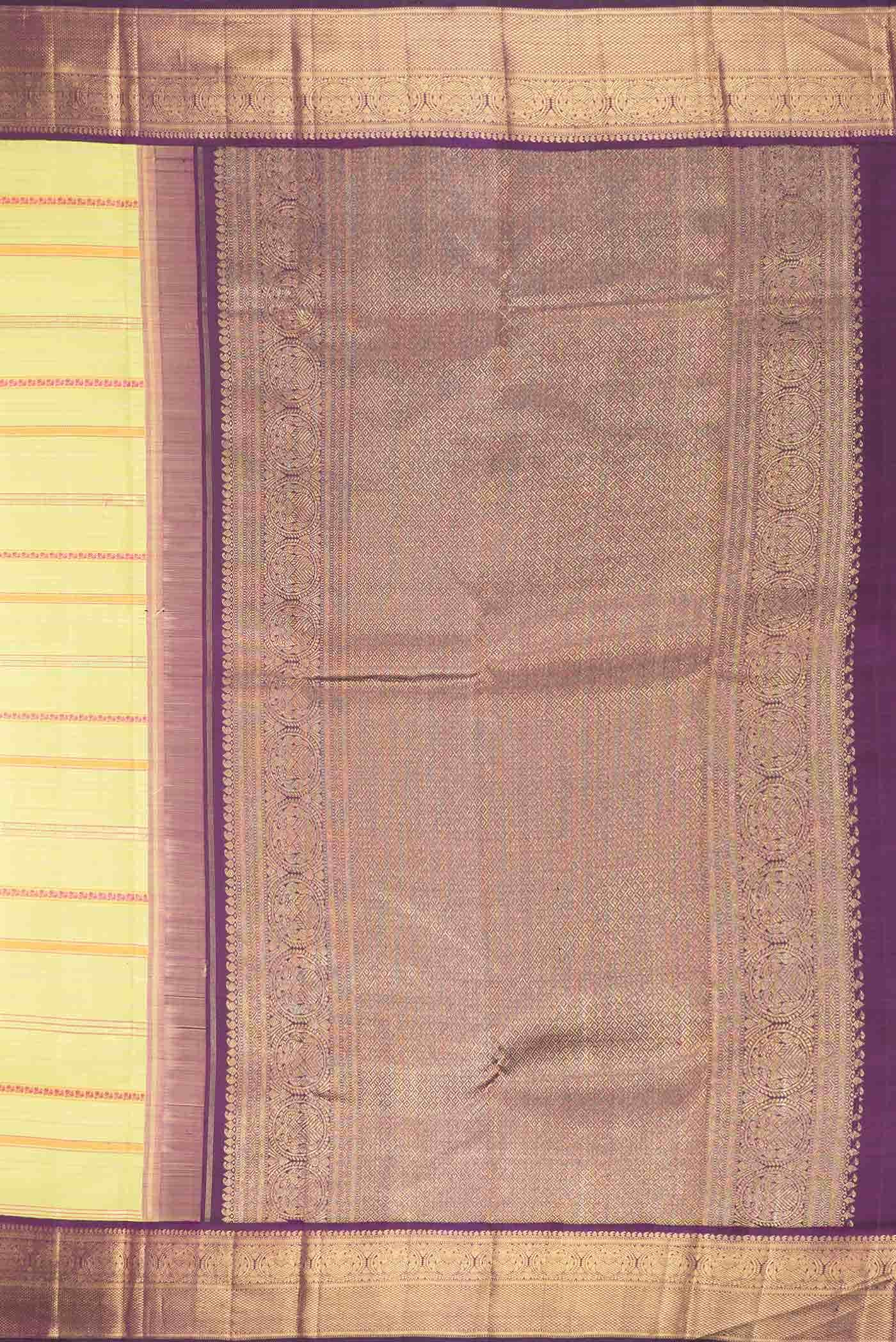 Pure Silk Pure Zari Pista Green Dual Tone Kanchipuram Saree