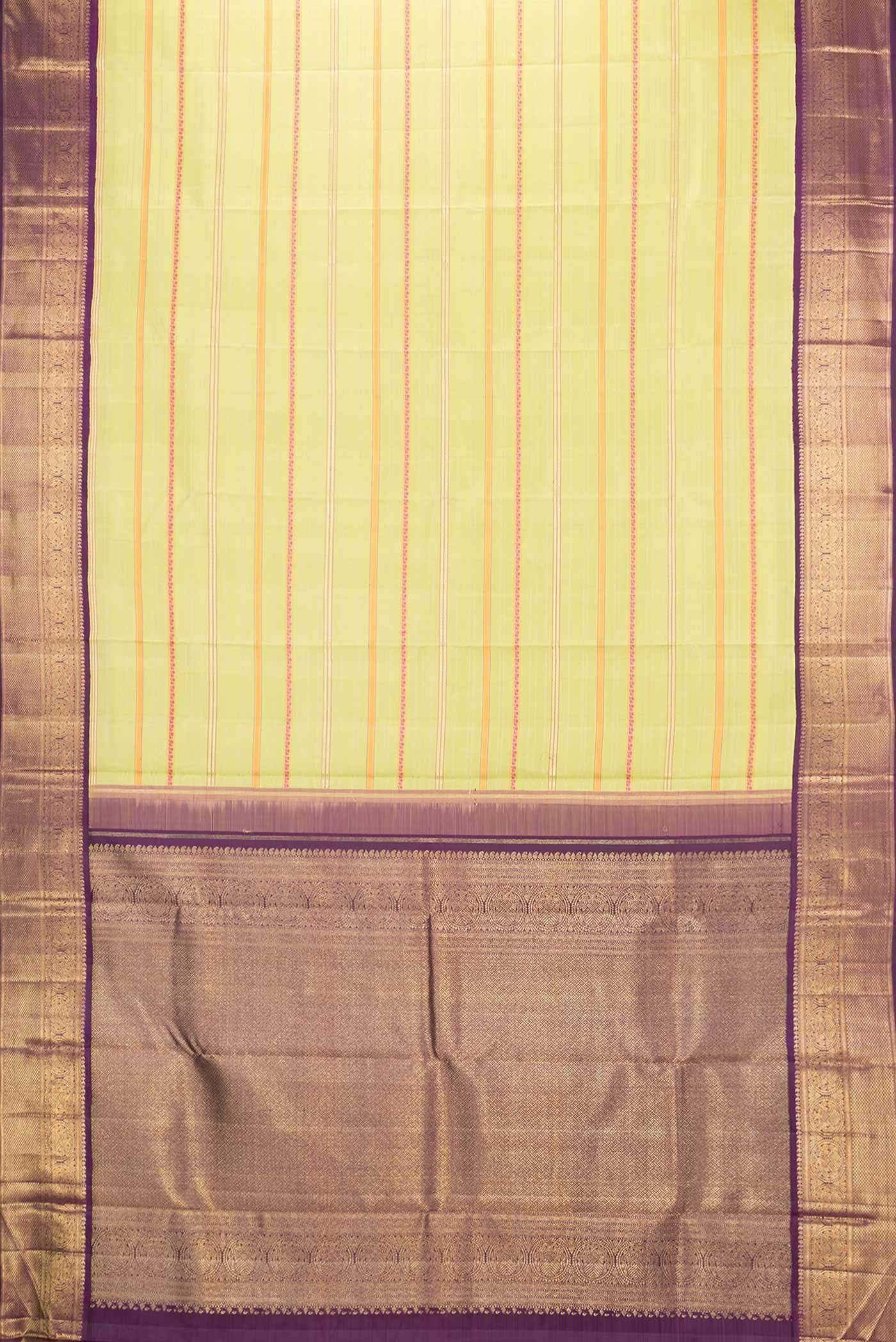 Pure Silk Pure Zari Pista Green Dual Tone Kanchipuram Saree
