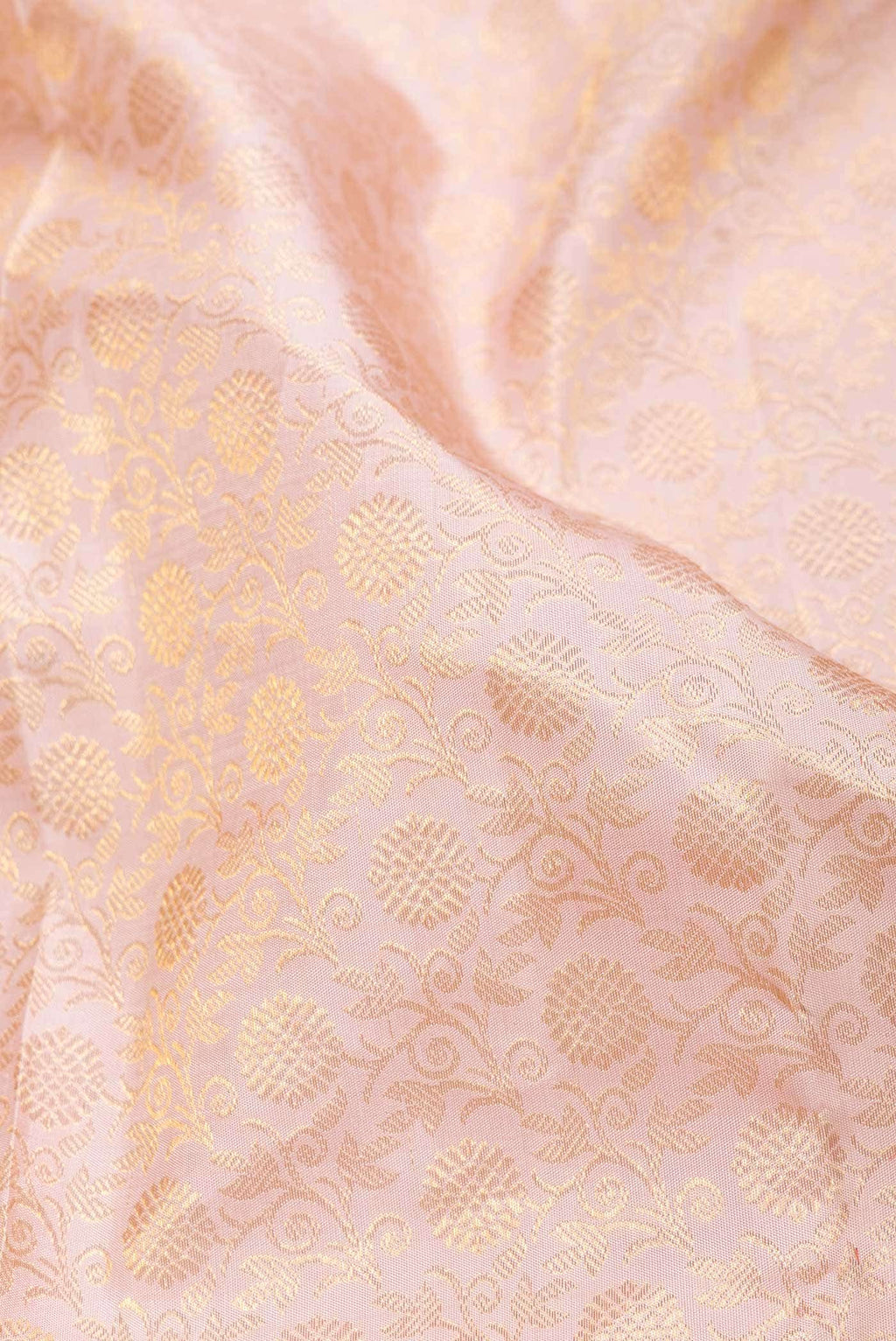 Pure Silk Pure Zari Rose Gold Kanchipuram Saree