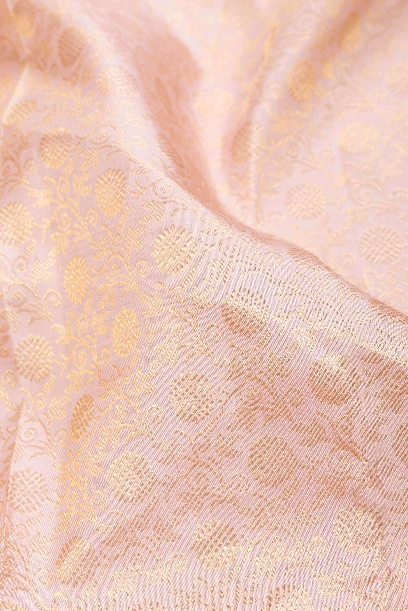Pure Silk Pure Zari Rose Gold Kanchipuram Saree