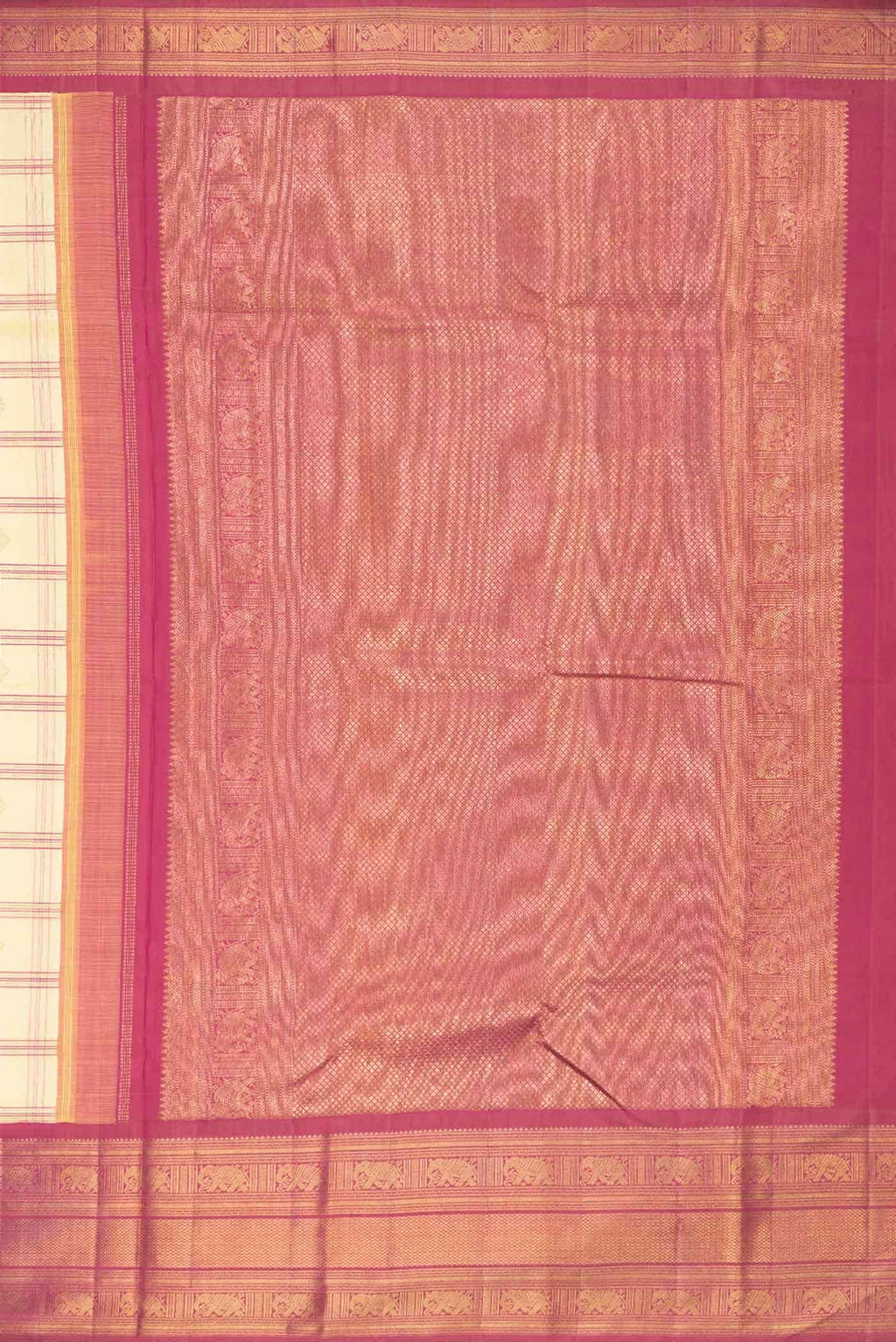 Pure Silk Pure Zari Sandal Dual Tone Kanchipuram Saree