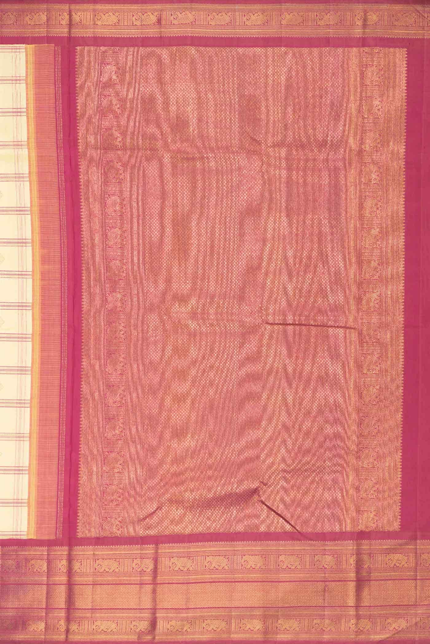 Pure Silk Pure Zari Sandal Dual Tone Kanchipuram Saree