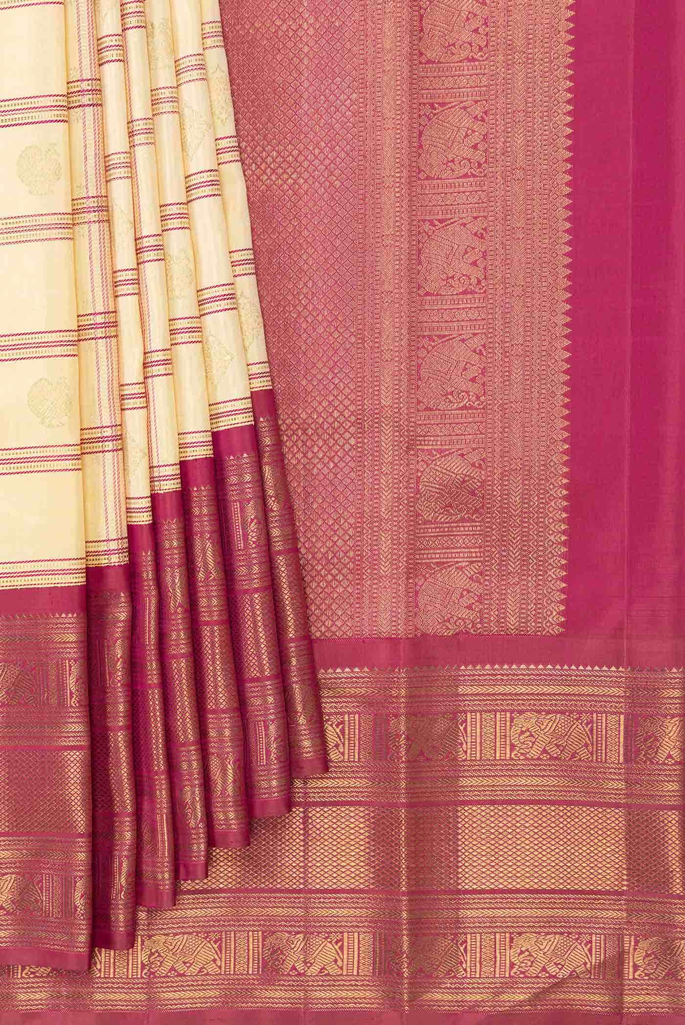 Pure Silk Pure Zari Sandal Dual Tone Kanchipuram Saree