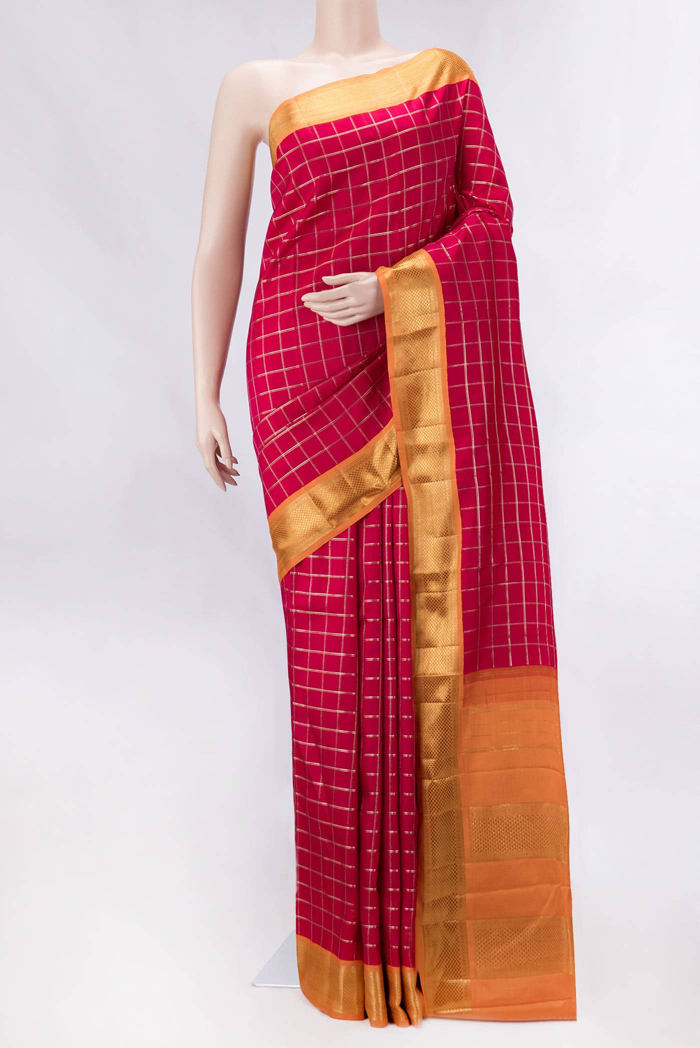 Pure Silk Pure Zari Pink Dual Tone Kanchipuram Saree