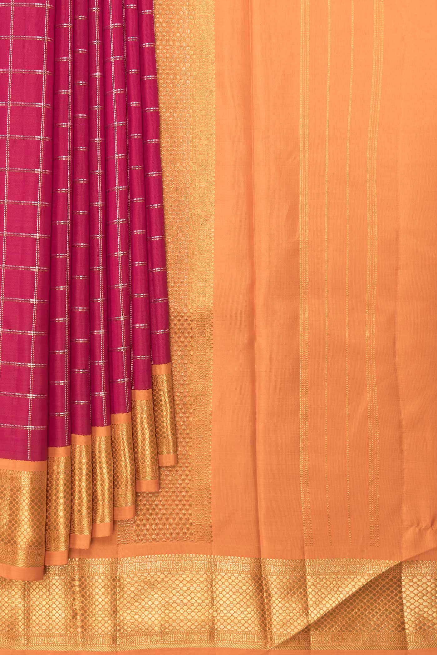 Pure Silk Pure Zari Pink Dual Tone Kanchipuram Saree