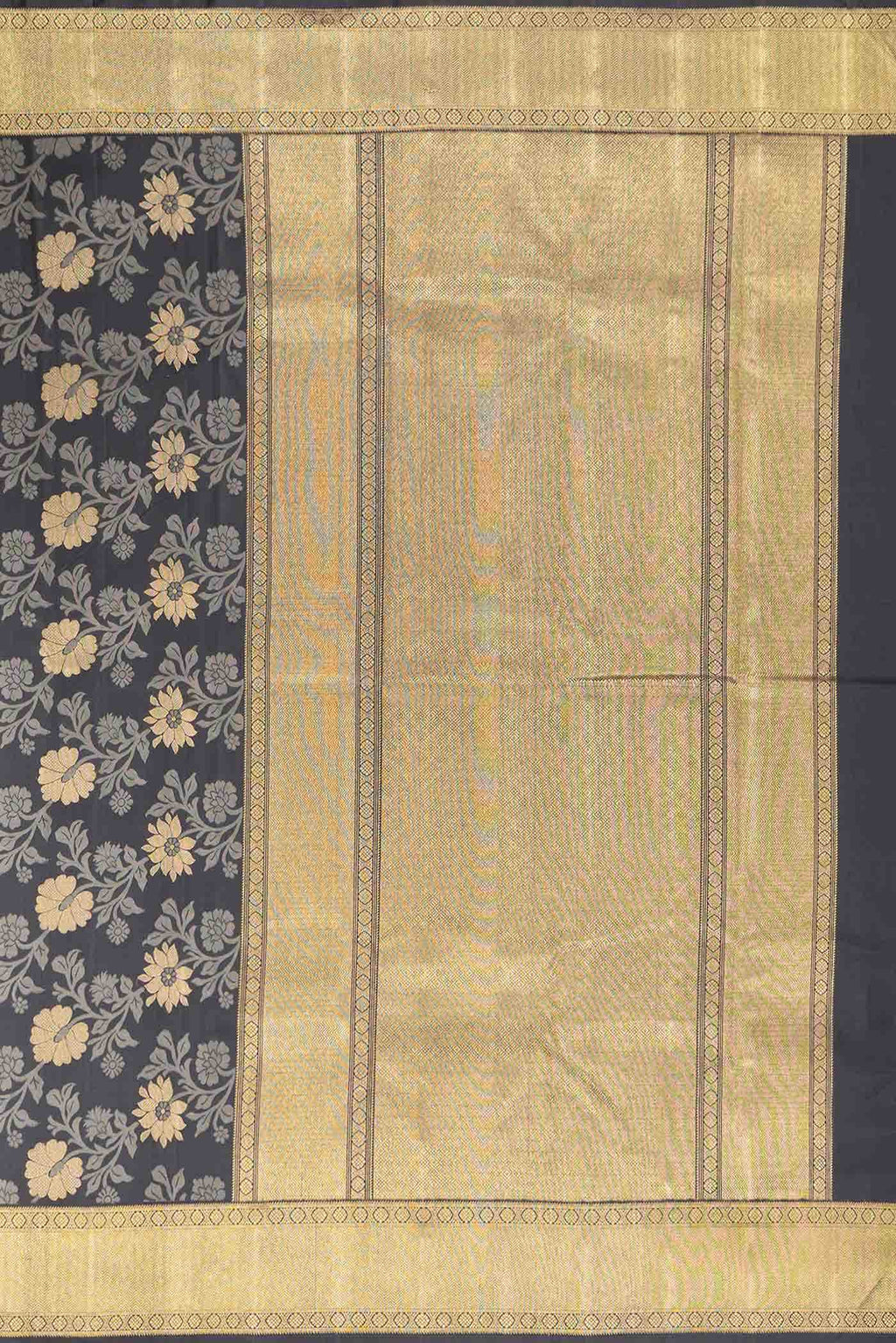 Pure Silk Pure Zari Black Dual Tone Kanchipuram Saree