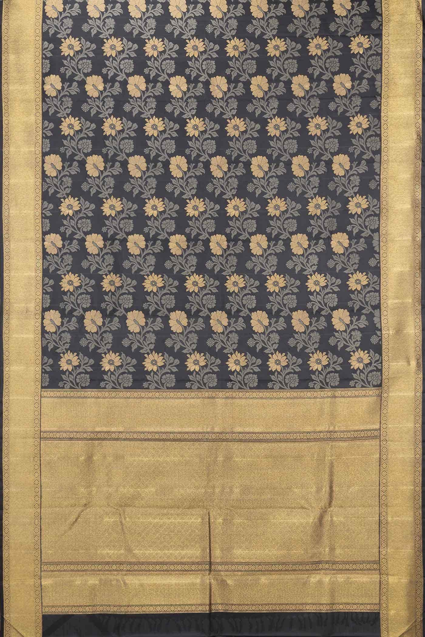 Pure Silk Pure Zari Black Dual Tone Kanchipuram Saree