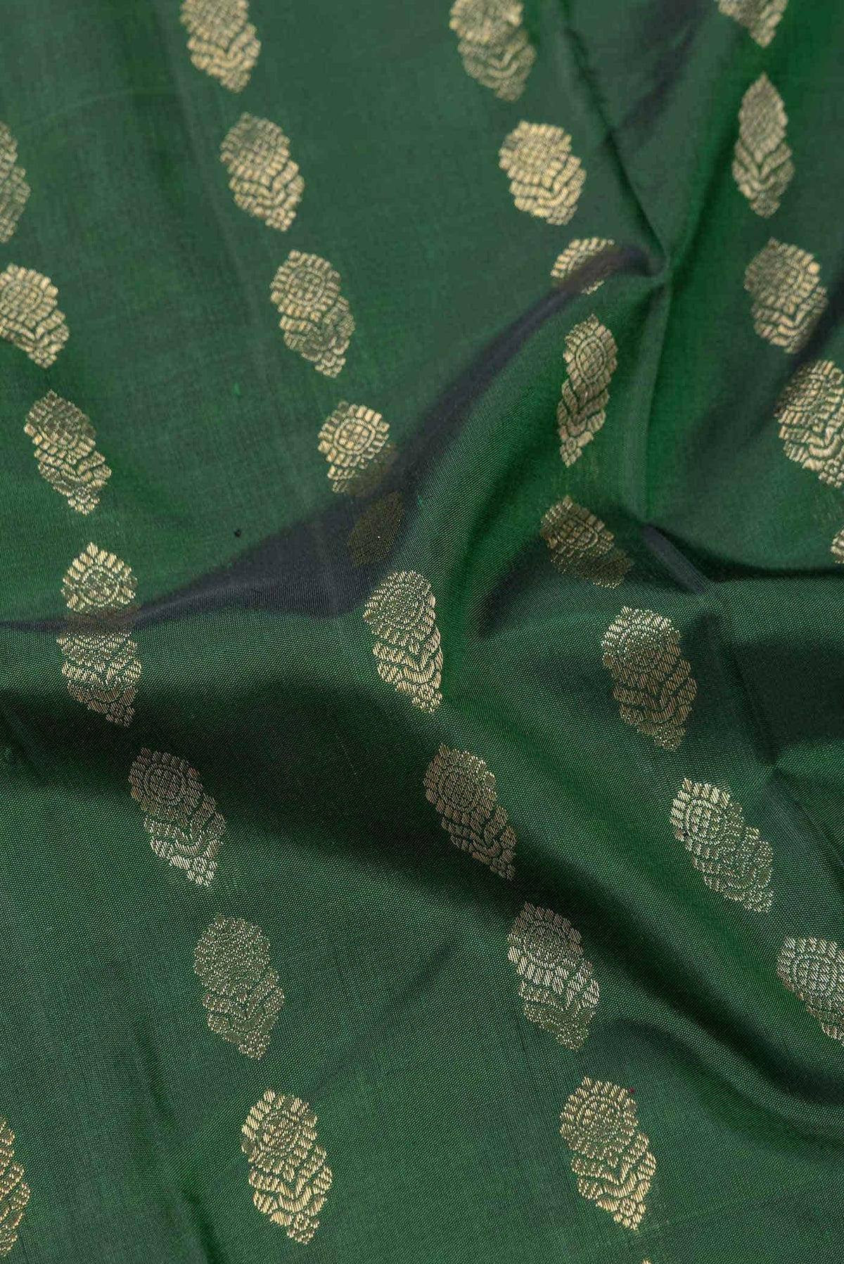 Pure Silk Pure Zari Bottle Green Dual Tone Kanjivaram Saree