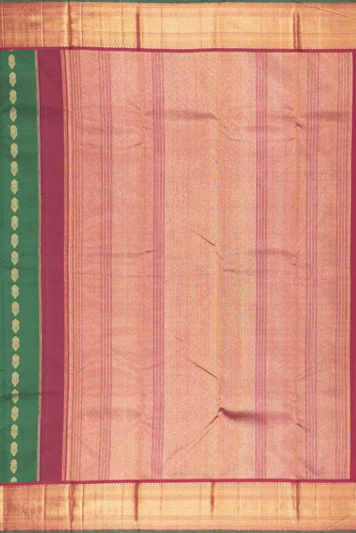 Pure Silk Pure Zari Bottle Green Dual Tone Kanjivaram Saree