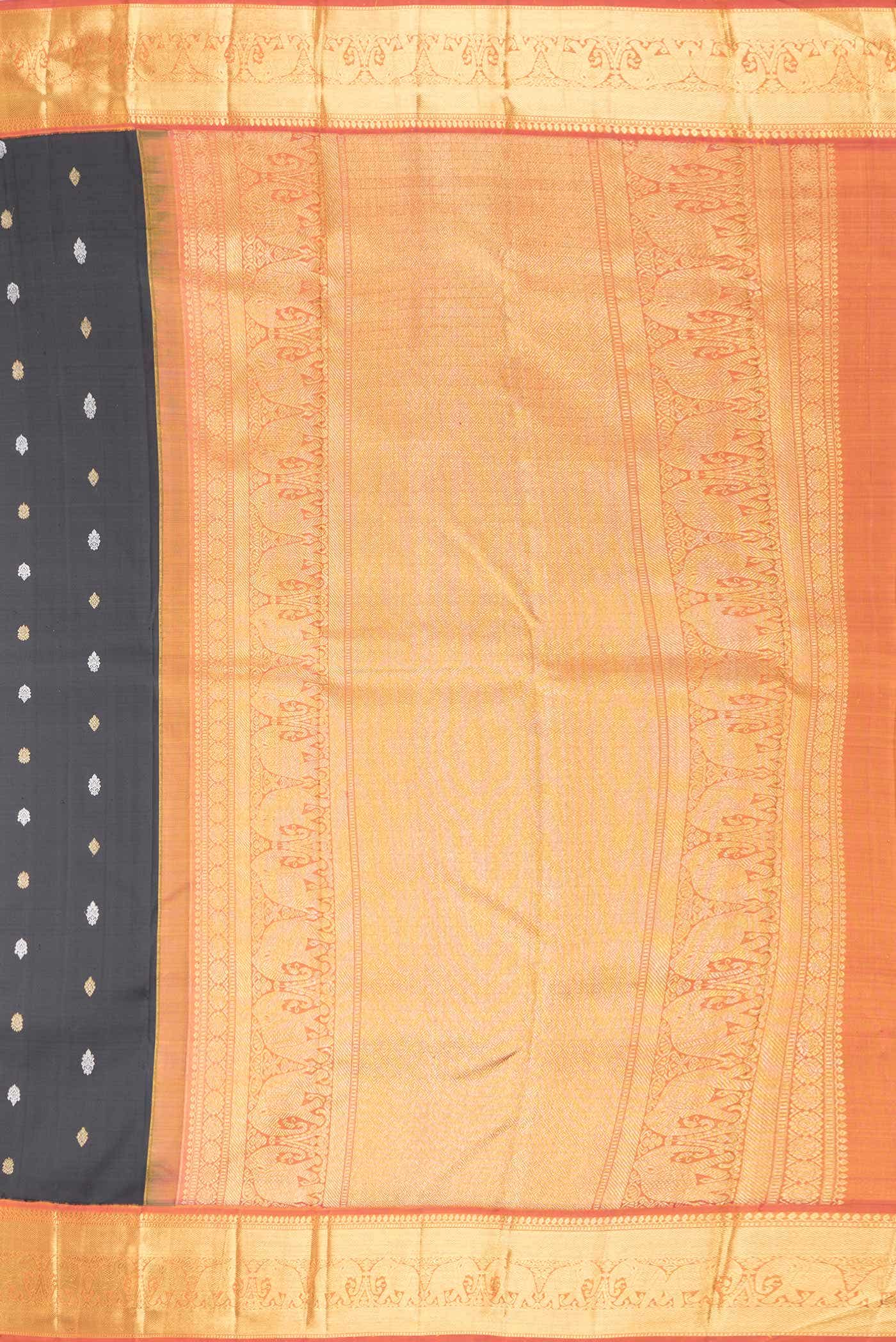 Pure Silk Pure Zari Black Dual Tone Kanchipuram Saree