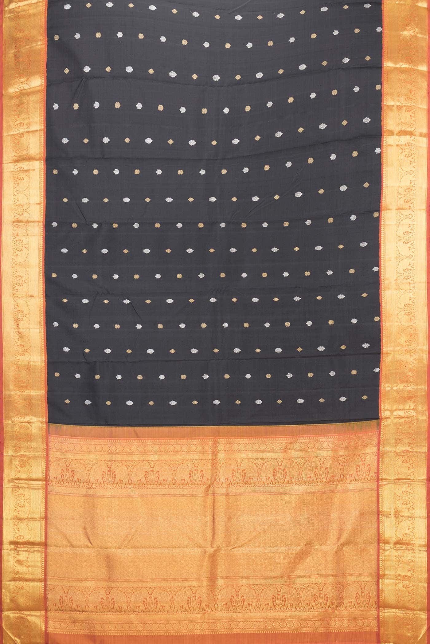 Pure Silk Pure Zari Black Dual Tone Kanchipuram Saree