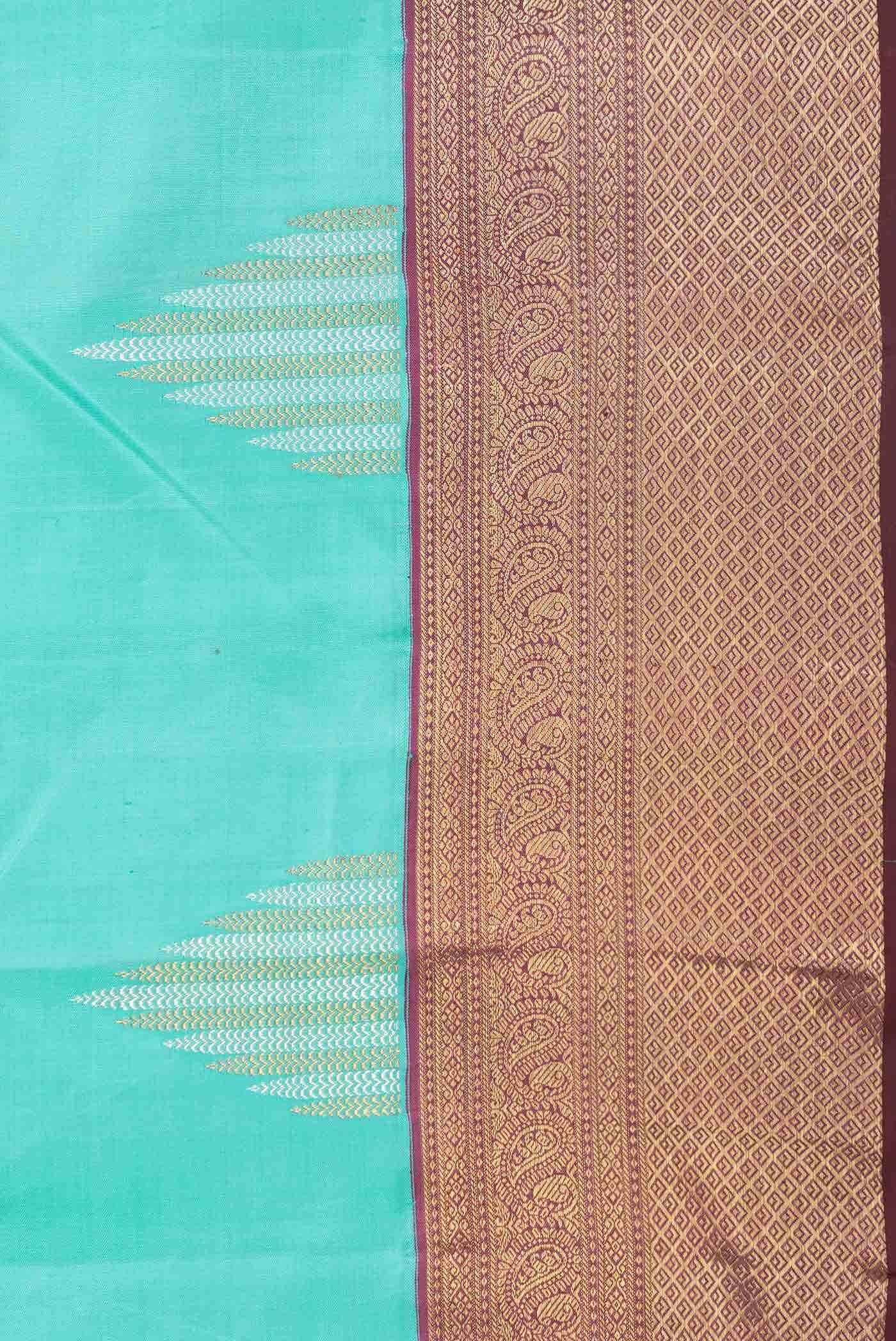 Pure Silk Pure Zari Sea Green Dual Tone Kanchipuram Saree