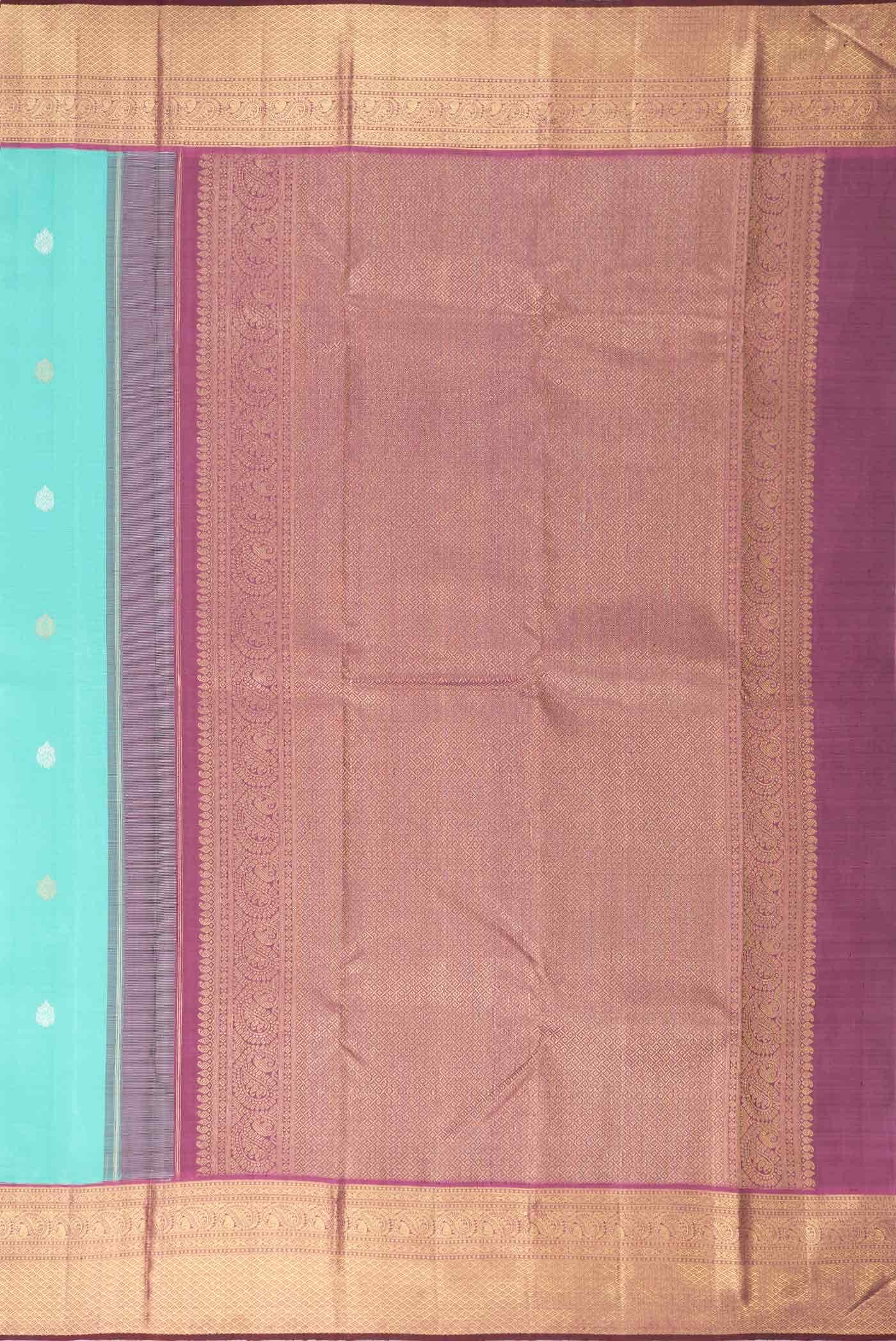 Pure Silk Pure Zari Sea Green Dual Tone Kanchipuram Saree
