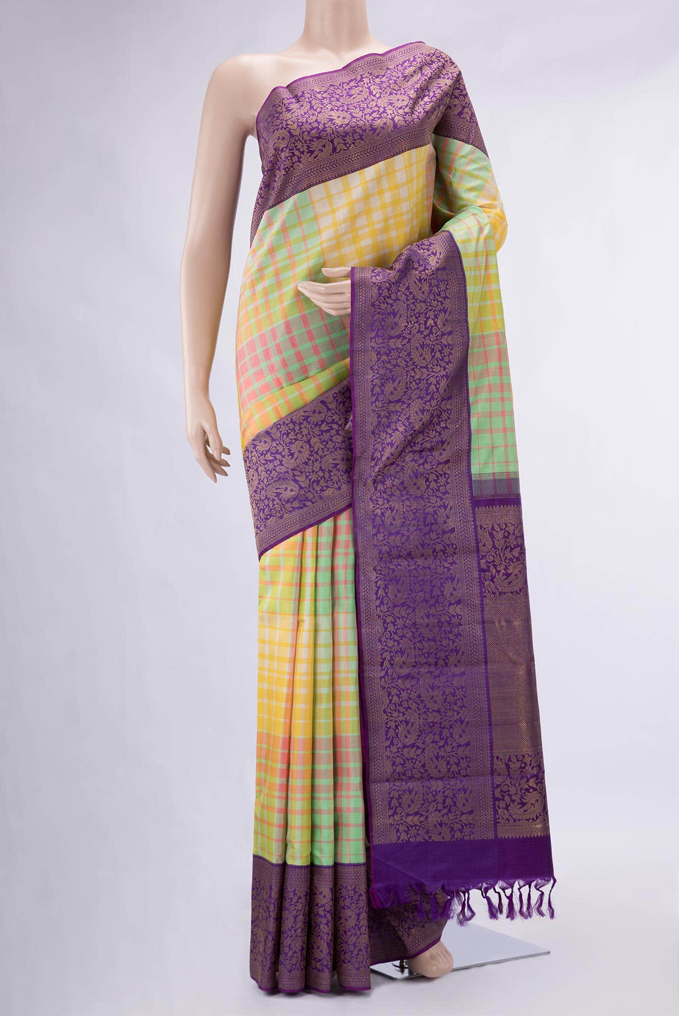 Pure Silk Pure Zari Multi Kanchipuram Saree