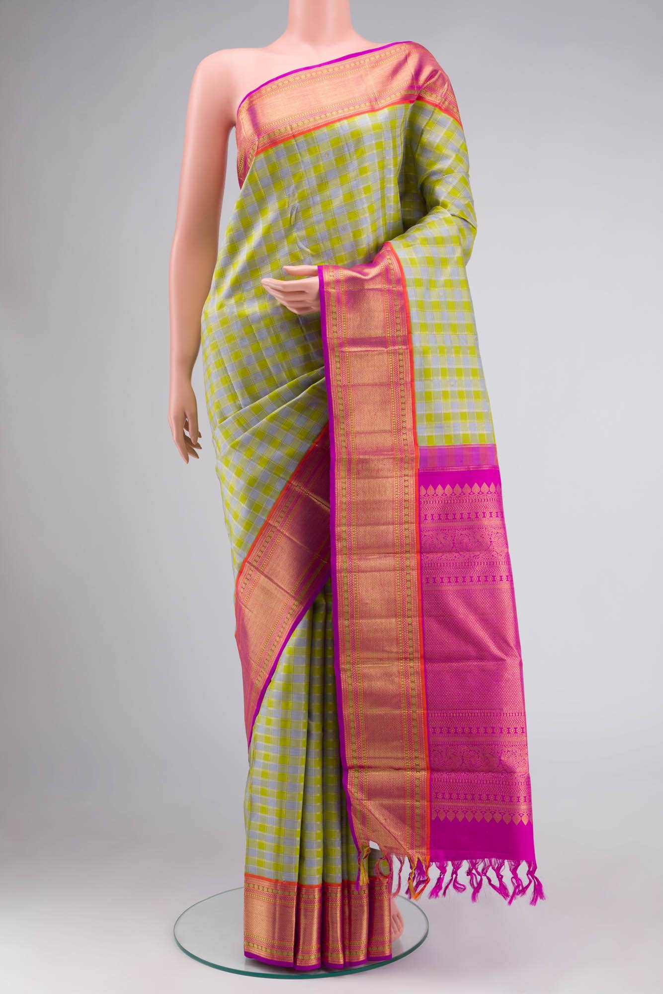 Pure Silk Pure Zari Green Kanchipuram Saree