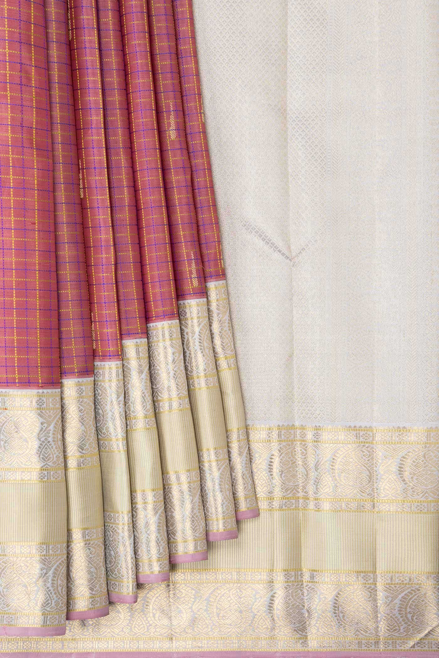 Pure Silk Pure Zari Pink Kanchipuram Saree