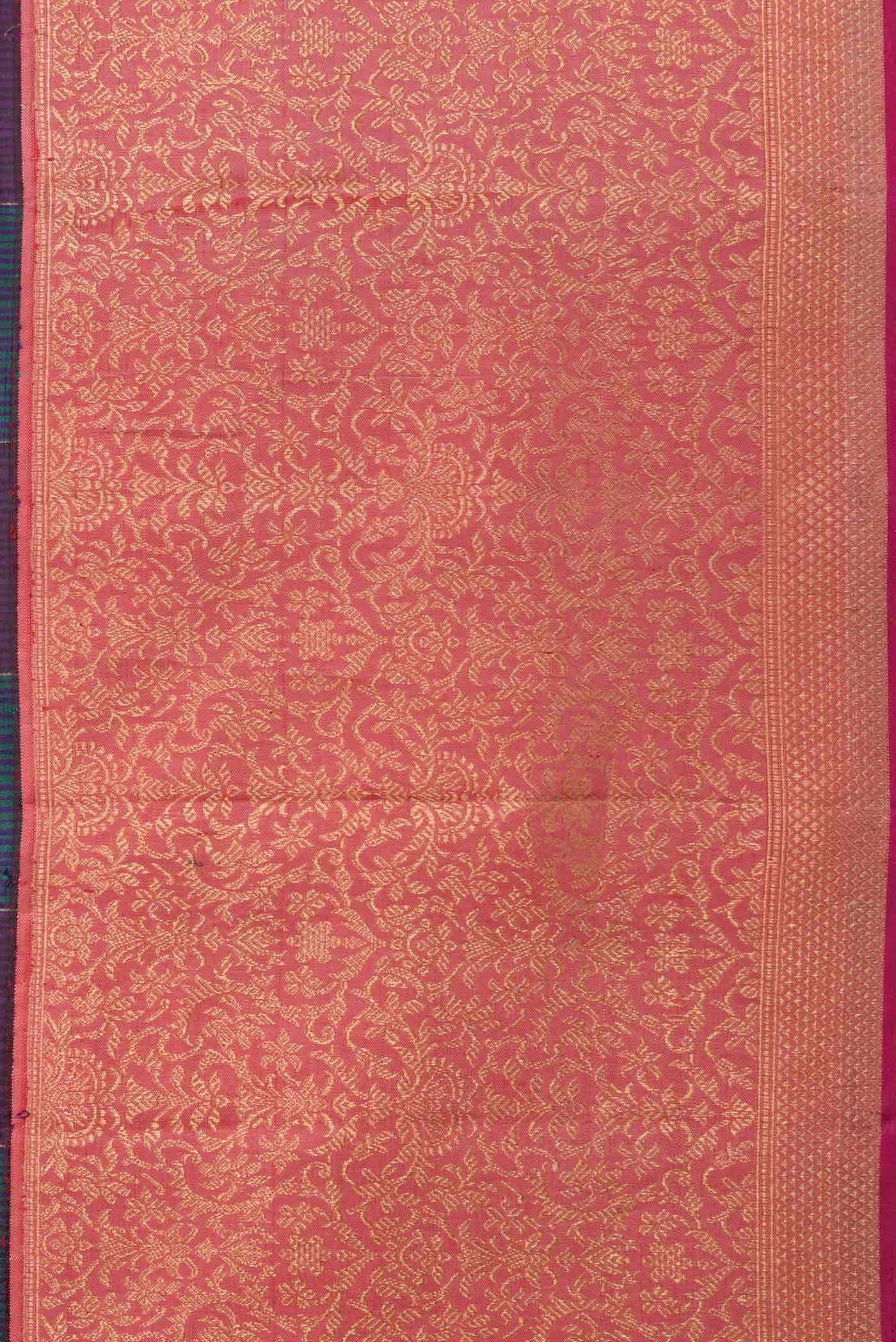 Pure Silk Pure Zari Violet and Green Dual Tone Kanchipuram Saree