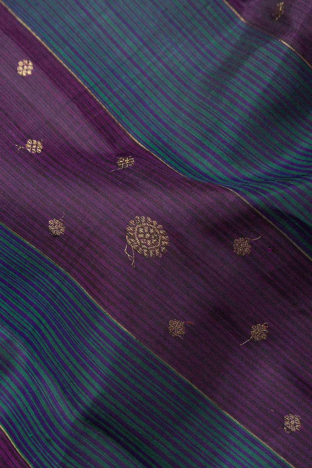 Pure Silk Pure Zari Violet and Green Dual Tone Kanchipuram Saree