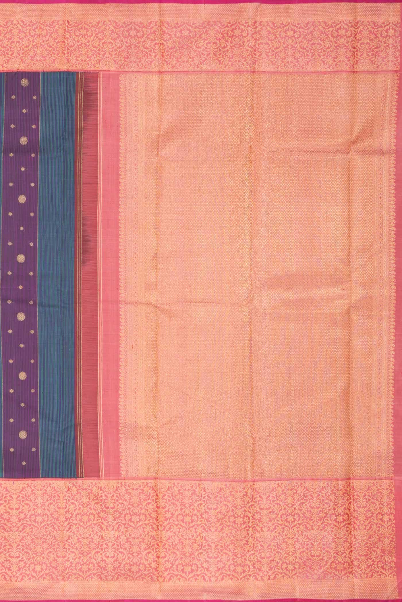 Pure Silk Pure Zari Violet and Green Dual Tone Kanchipuram Saree
