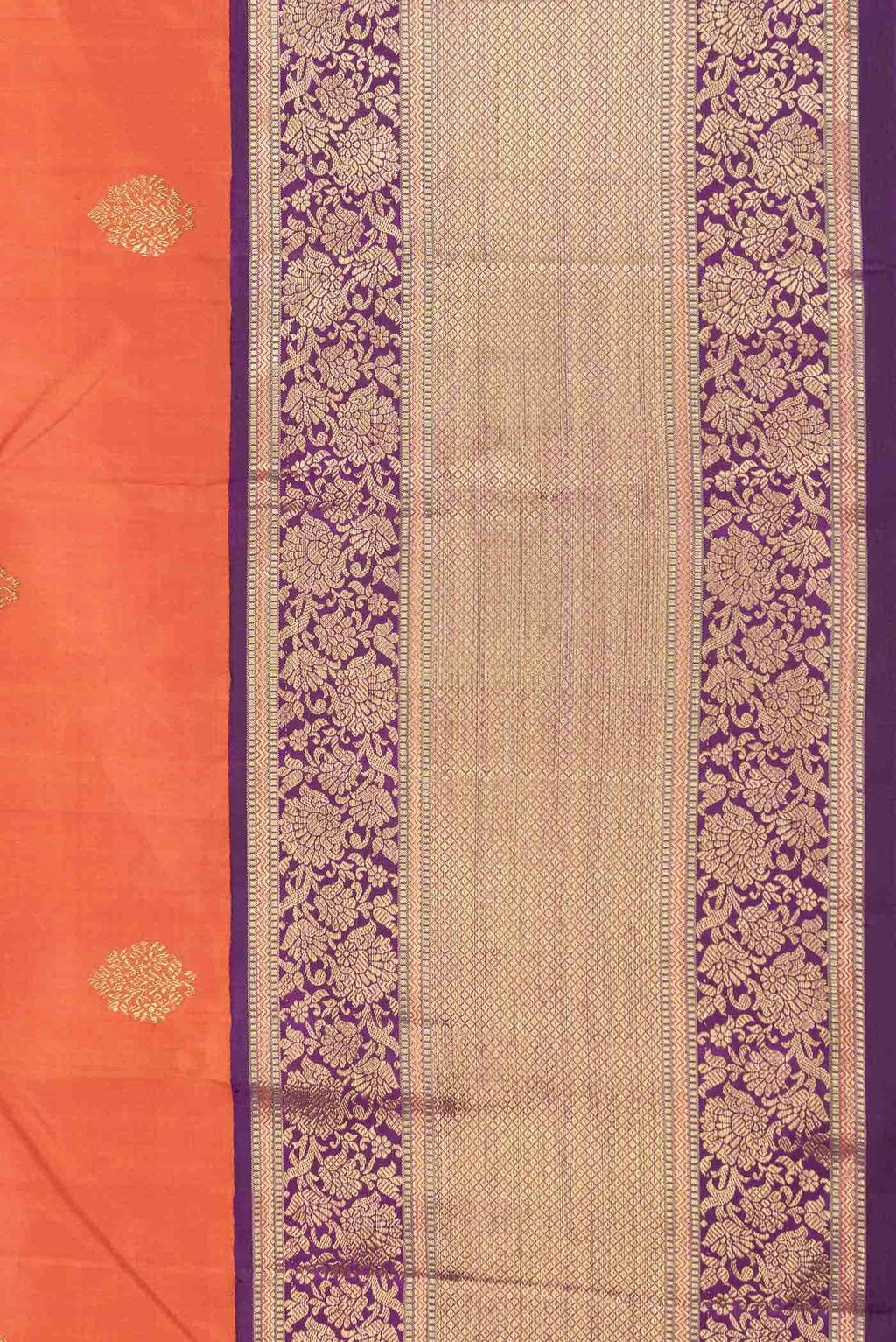 Pure Silk Pure Zari Brick Orange Dual Tone Kanchipuram Saree