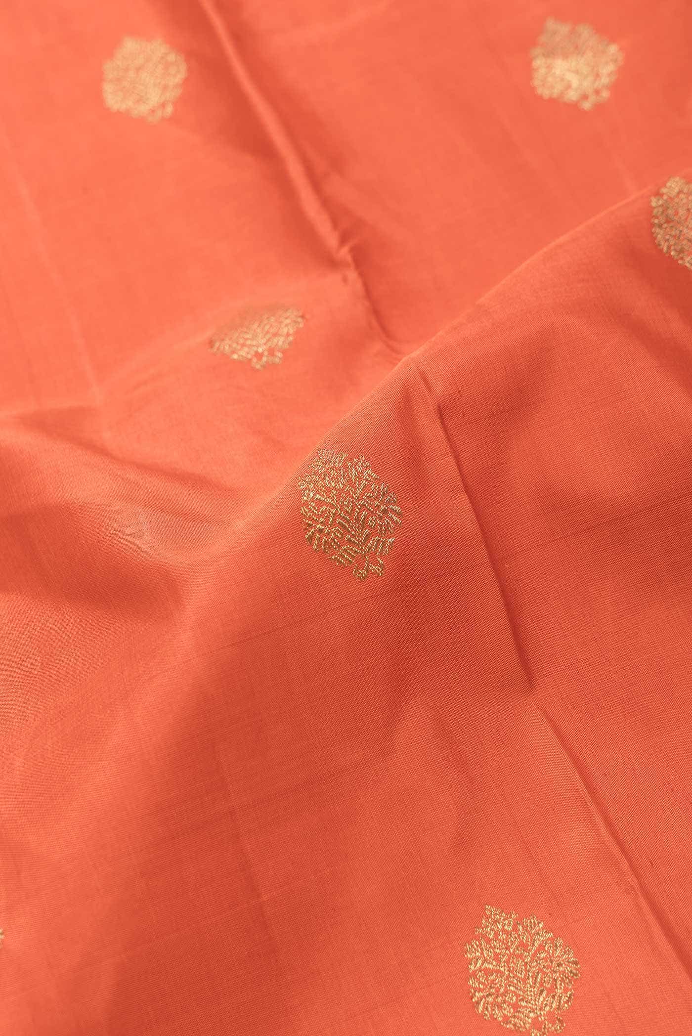 Pure Silk Pure Zari Brick Orange Dual Tone Kanchipuram Saree
