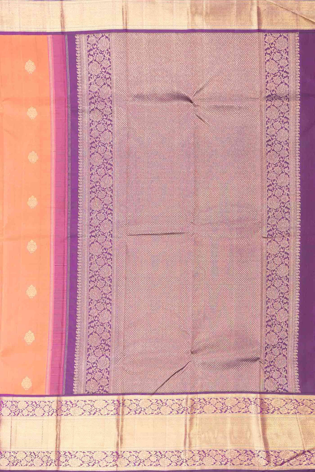 Pure Silk Pure Zari Brick Orange Dual Tone Kanchipuram Saree