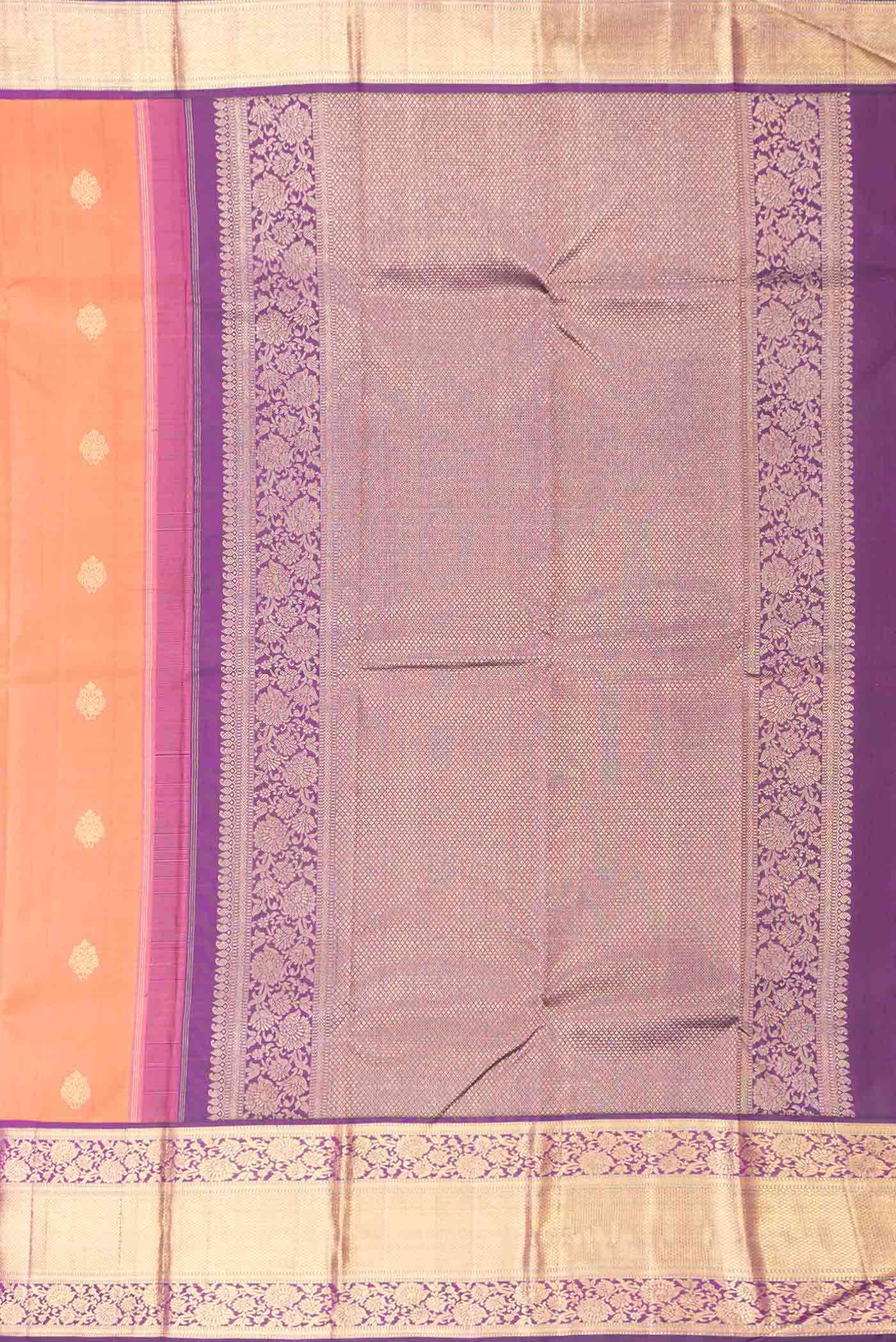 Pure Silk Pure Zari Brick Orange Dual Tone Kanchipuram Saree