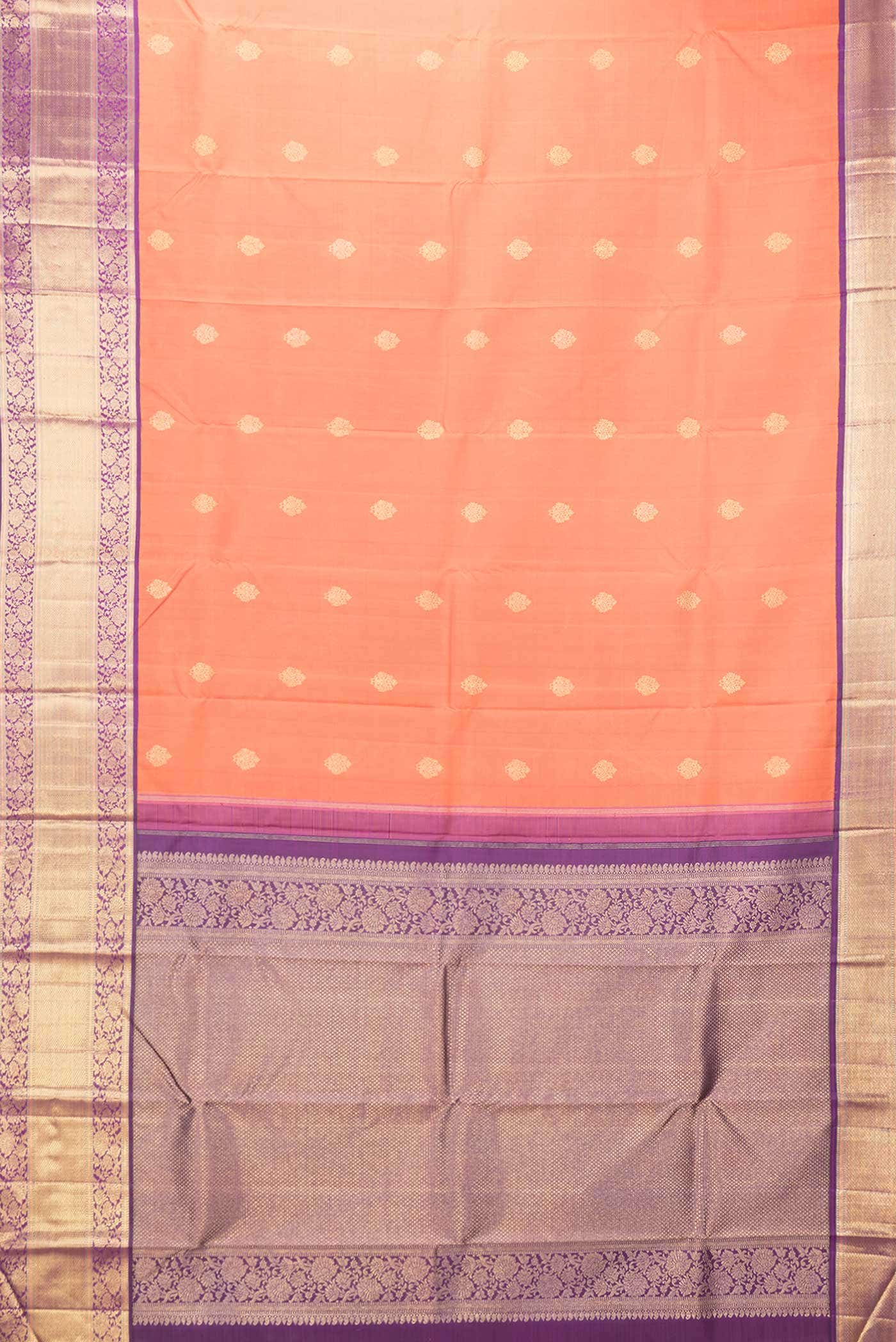 Pure Silk Pure Zari Brick Orange Dual Tone Kanchipuram Saree